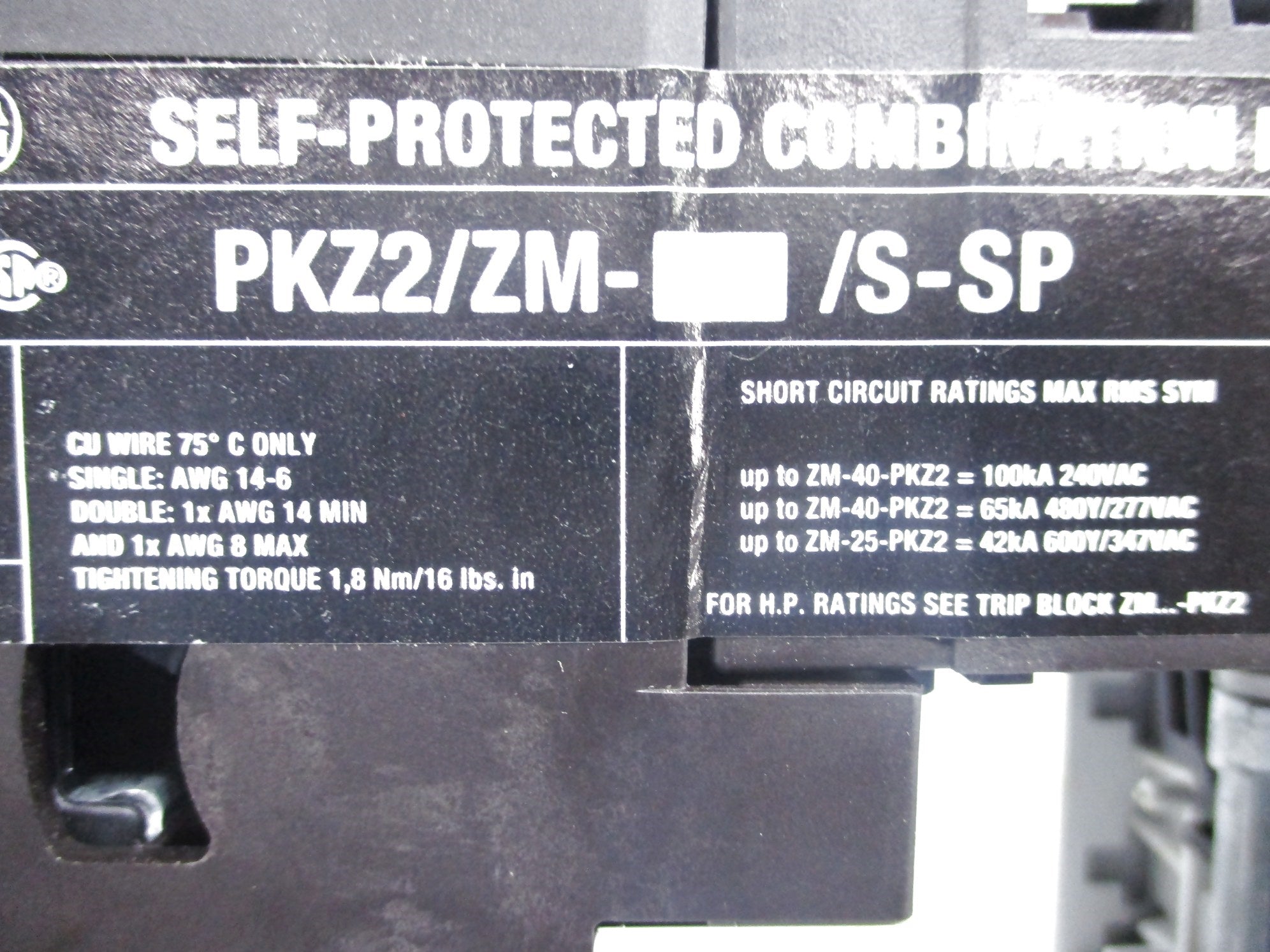 KLOCKNER MOELLER PKZ2/ZM-32/S-SP (AC PICTURED) NSNP