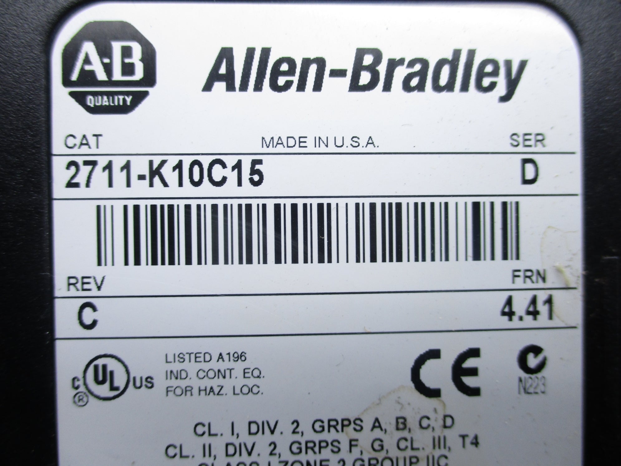 ALLEN BRADLEY 2711-K10C15 SER. D F/W 4.41 UNMP