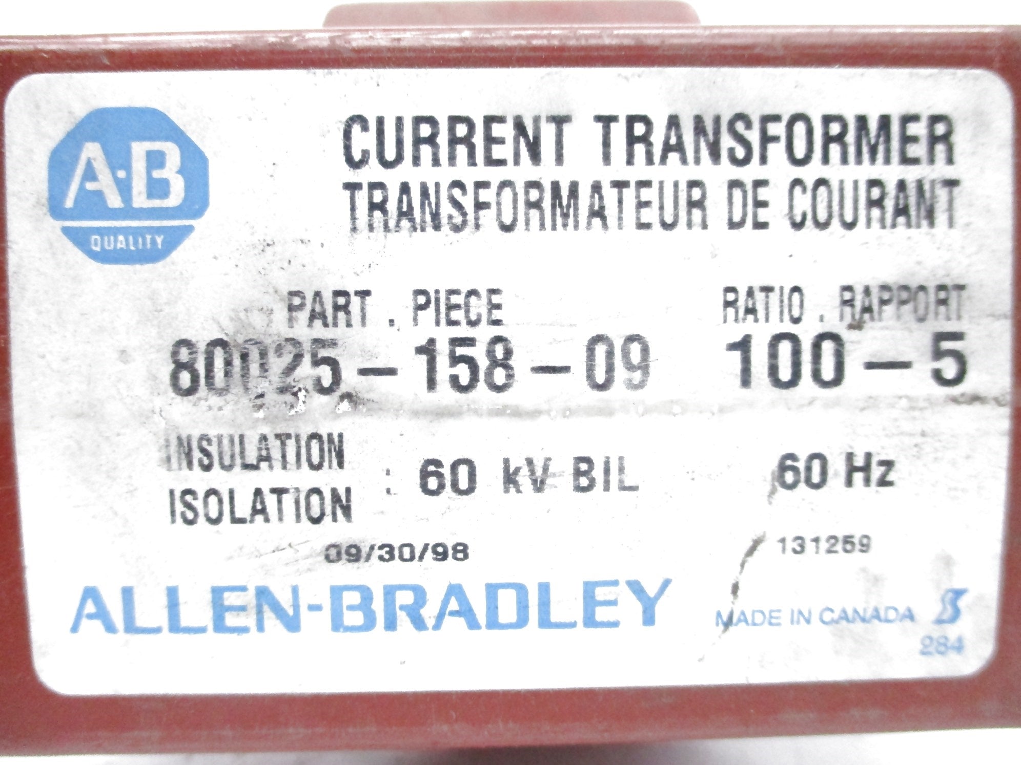 ALLEN BRADLEY 80025-158-09 UNMP