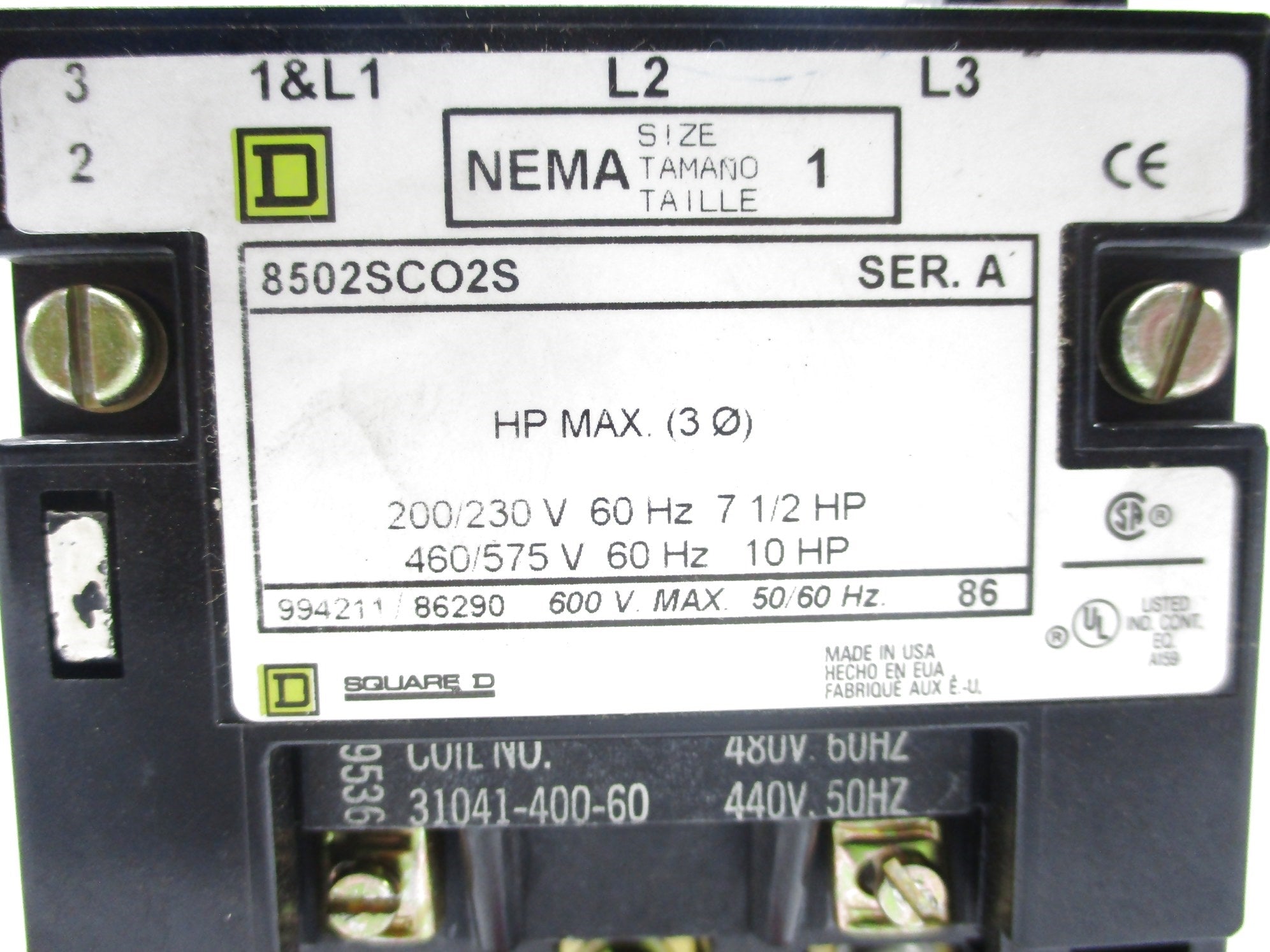 SQUARE D 8502SCO2S SER. A 480V NSNP