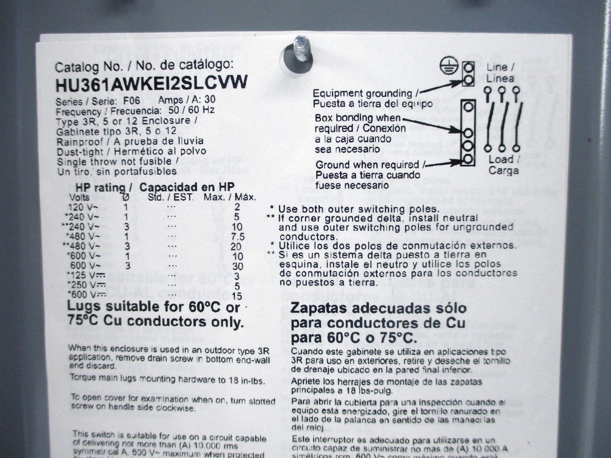 SQUARE D HU361AWKEI2SLCVW SER. F06 NSNP