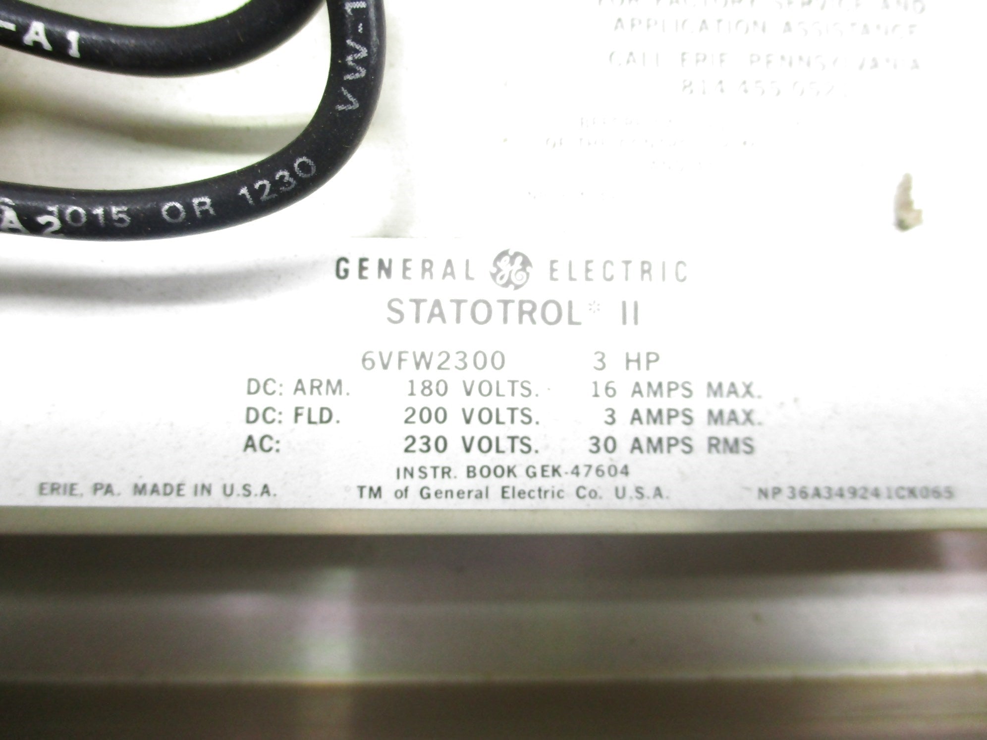 GENERAL ELECTRIC 6VFW2300 (AS PICTURED) NSNP