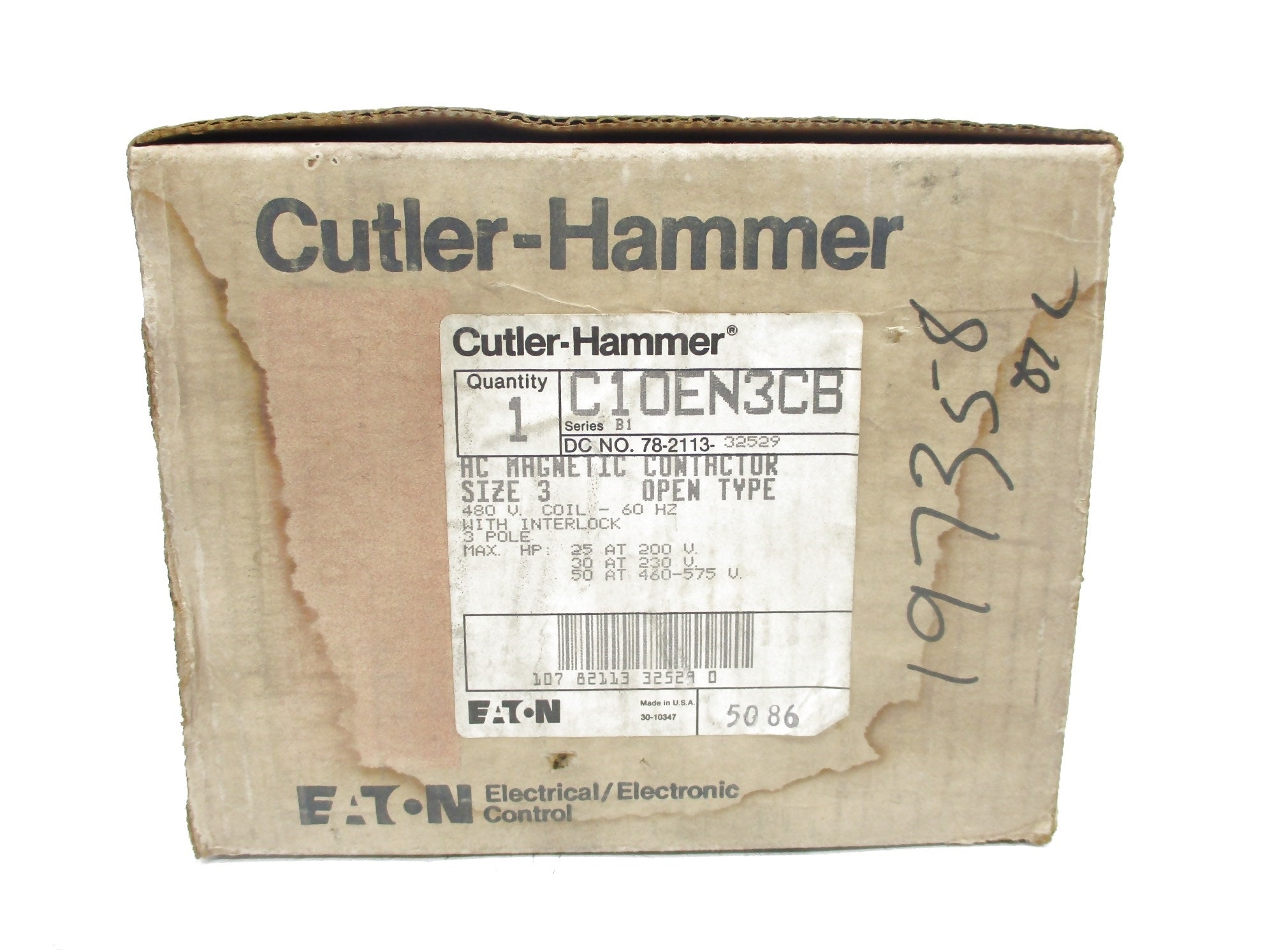 CUTLER HAMMER C10EN3CB SER. B1 480V NSMP