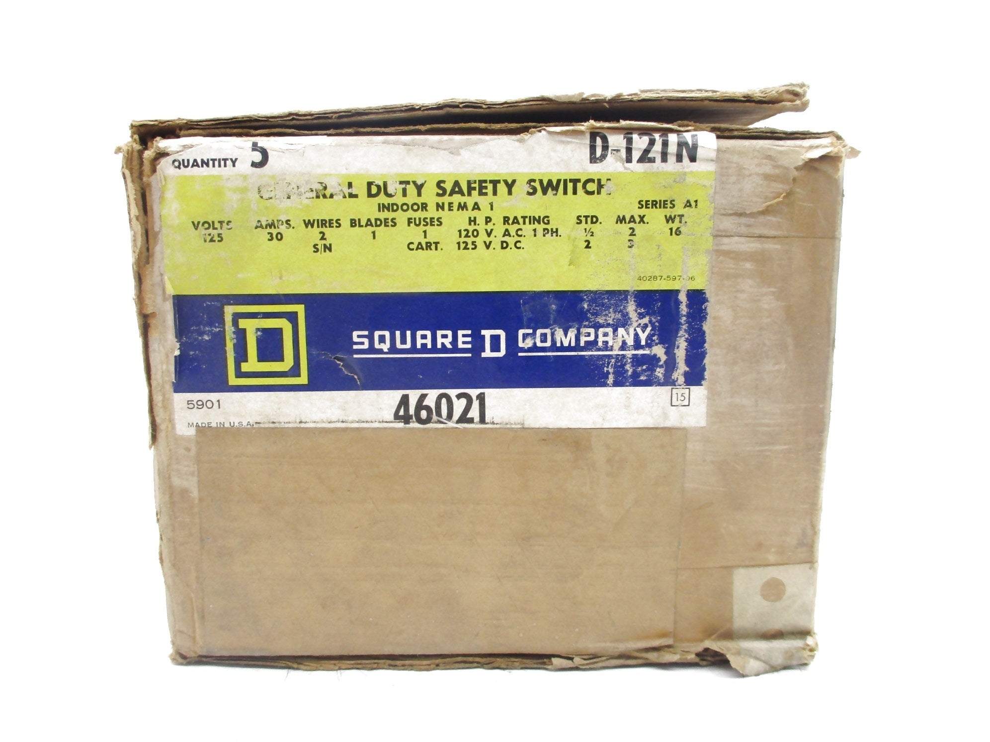 SQUARE D D-121N SER. A1 (PKG OF 5) NSMP