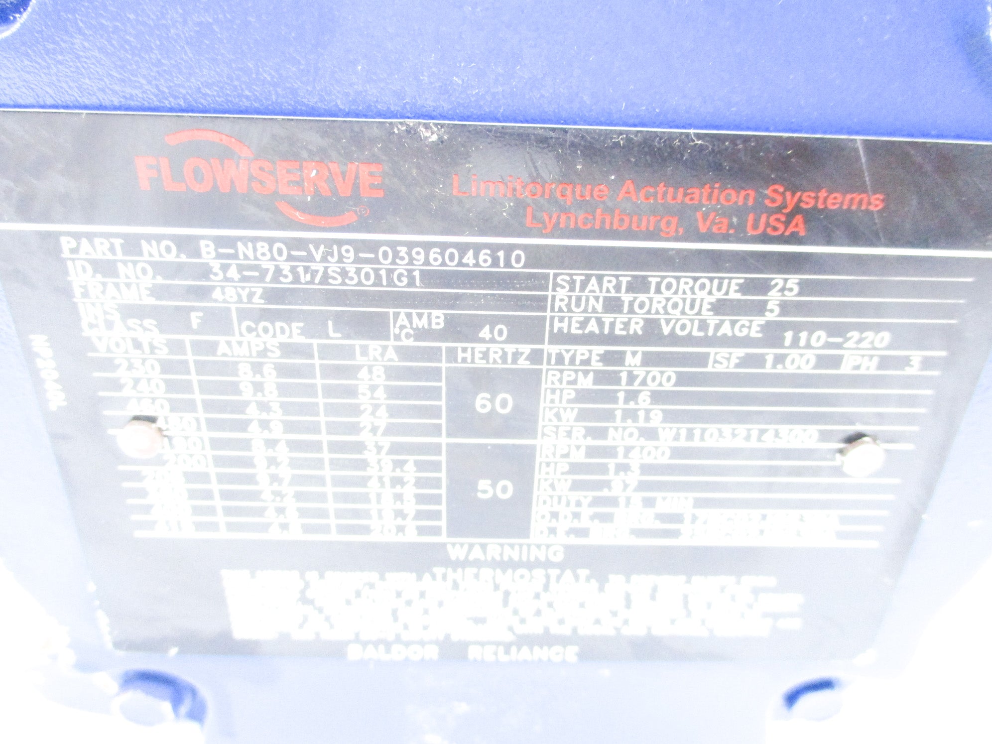 FLOWSERVE B-N80-VJ9-039604610 NSNP