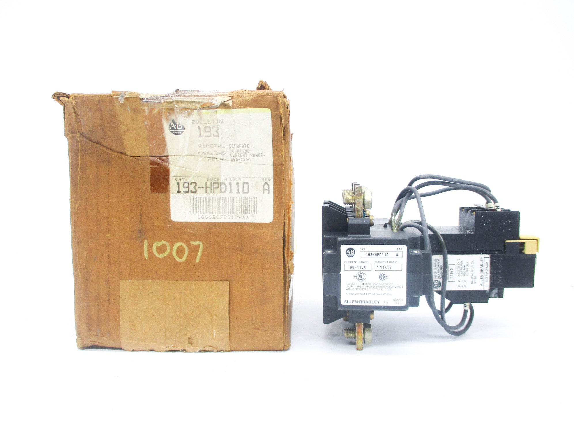 ALLEN BRADLEY 193-HPD110 SER. A 66-110A (BR/YL) NSMP