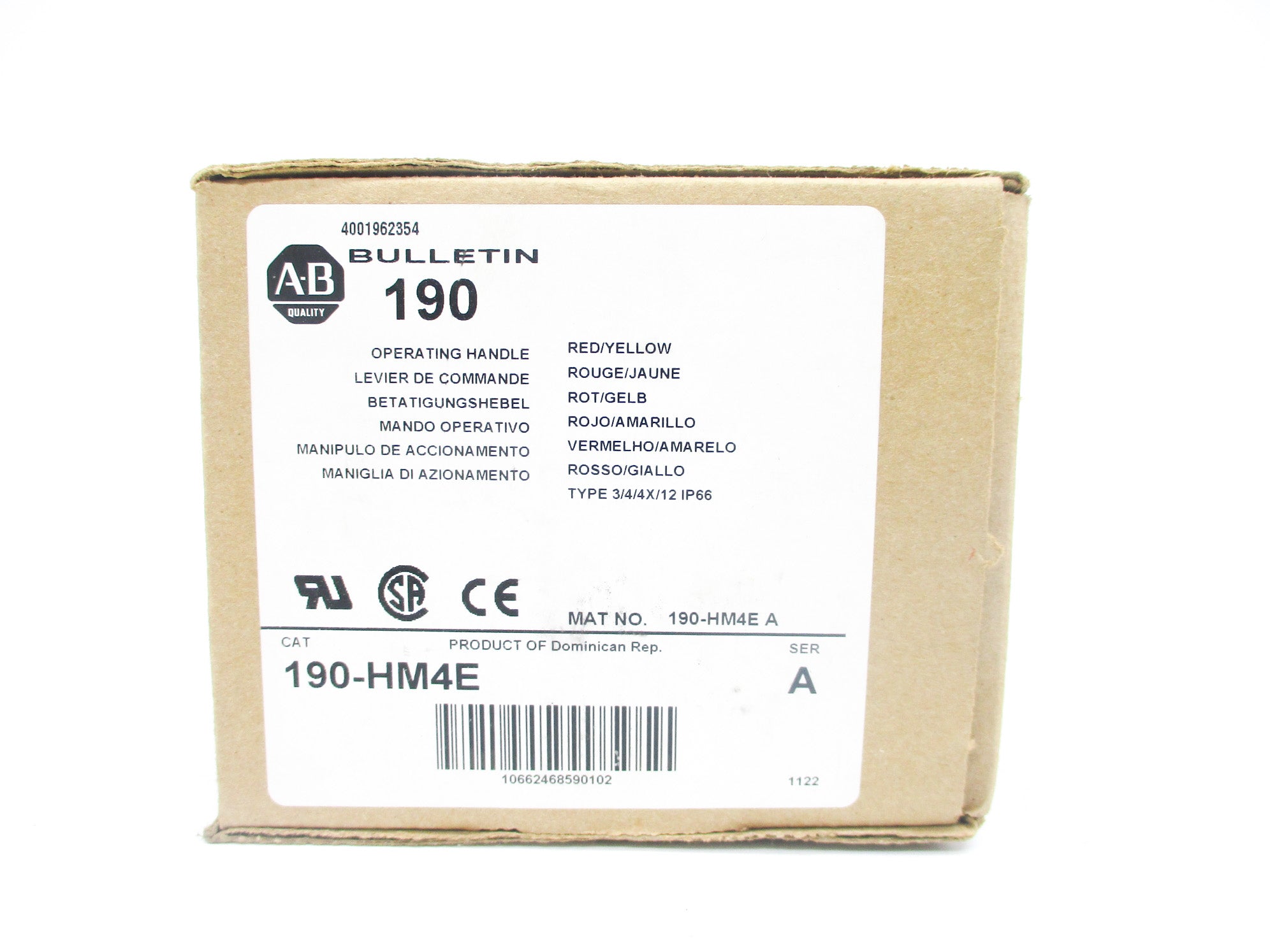 ALLEN BRADLEY 190-HM4E SER. A (BR/WH) NSMP