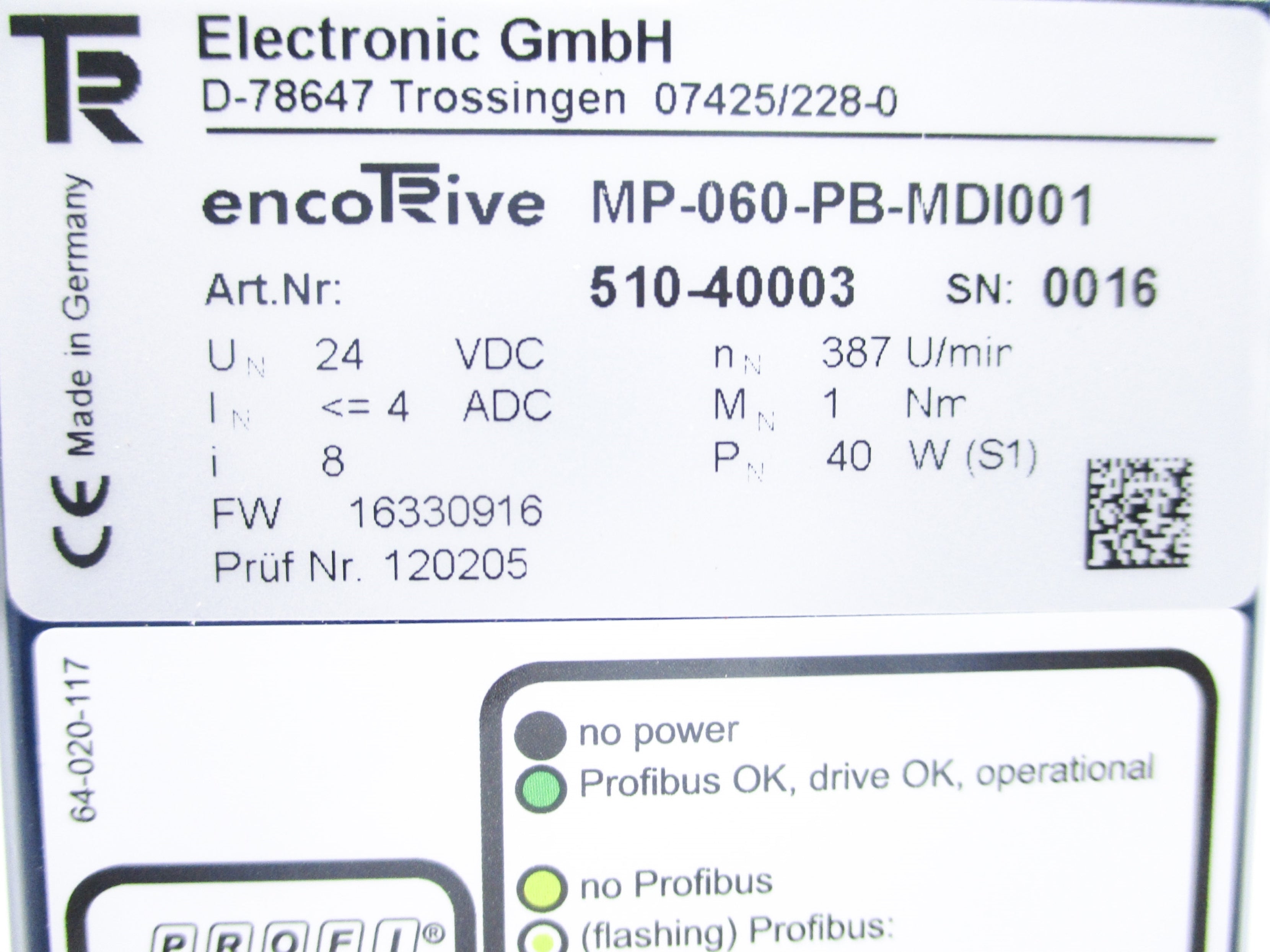 TR ELECTONIC MP-060-PB-MDI001 UNMP