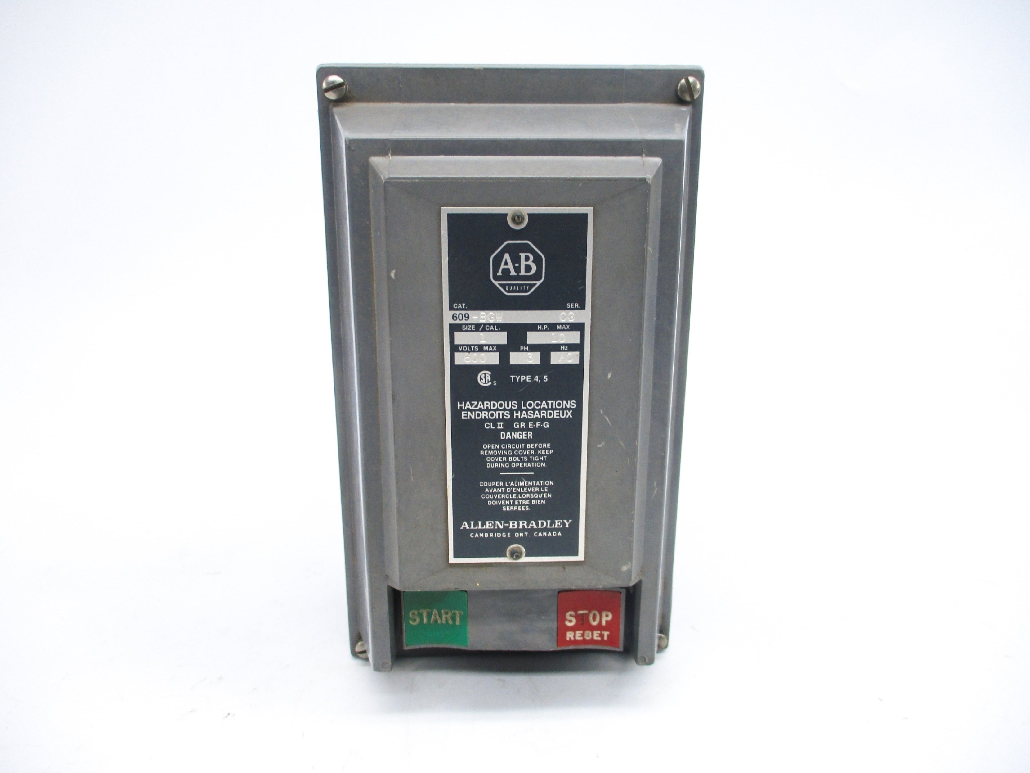 ALLEN BRADLEY 609-BGW SER. CG NSNP