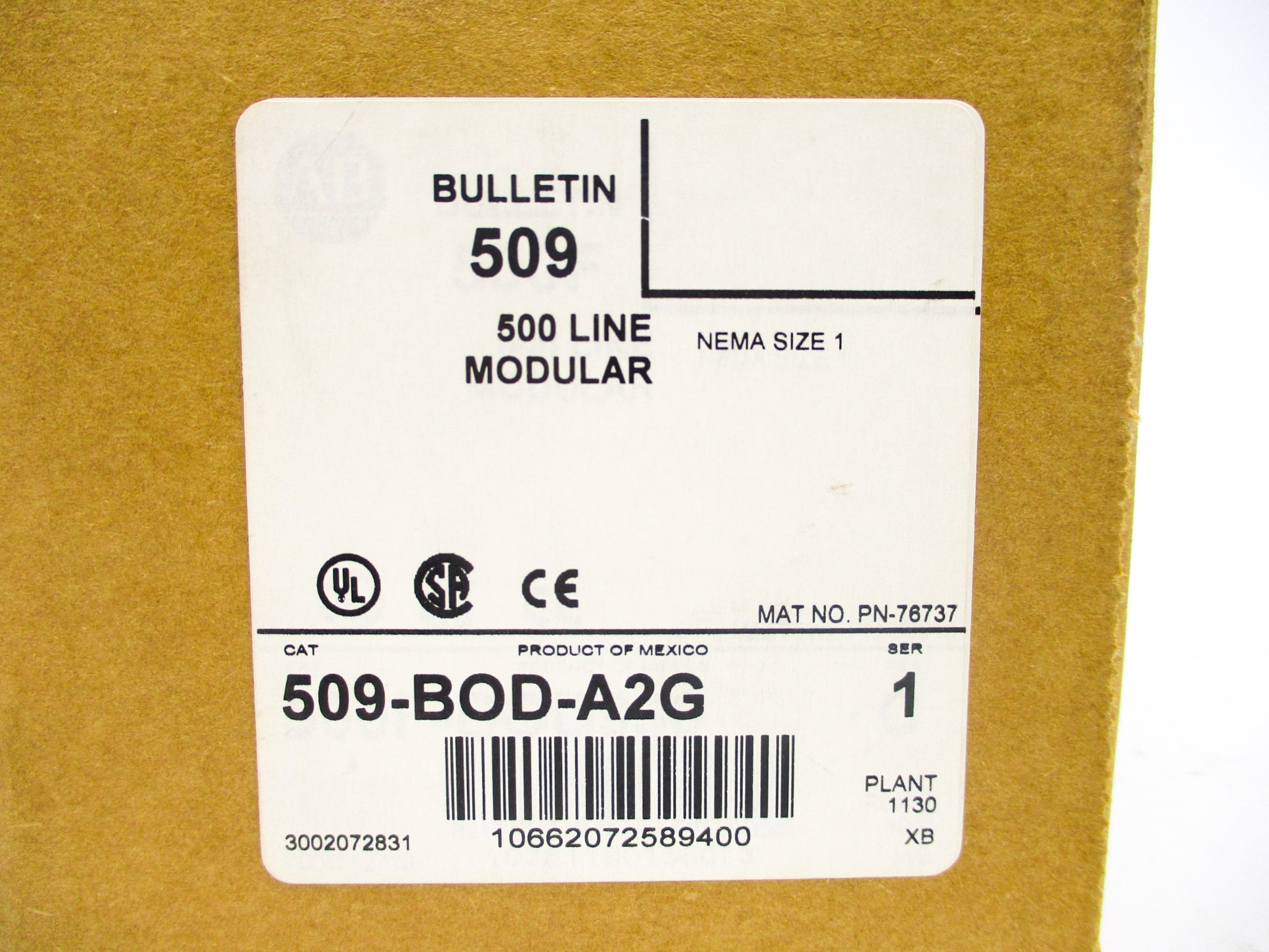 INDUSTRIAL SPARE PART 509-BOD-A2G SER. 1 (BR/WH) NSFS