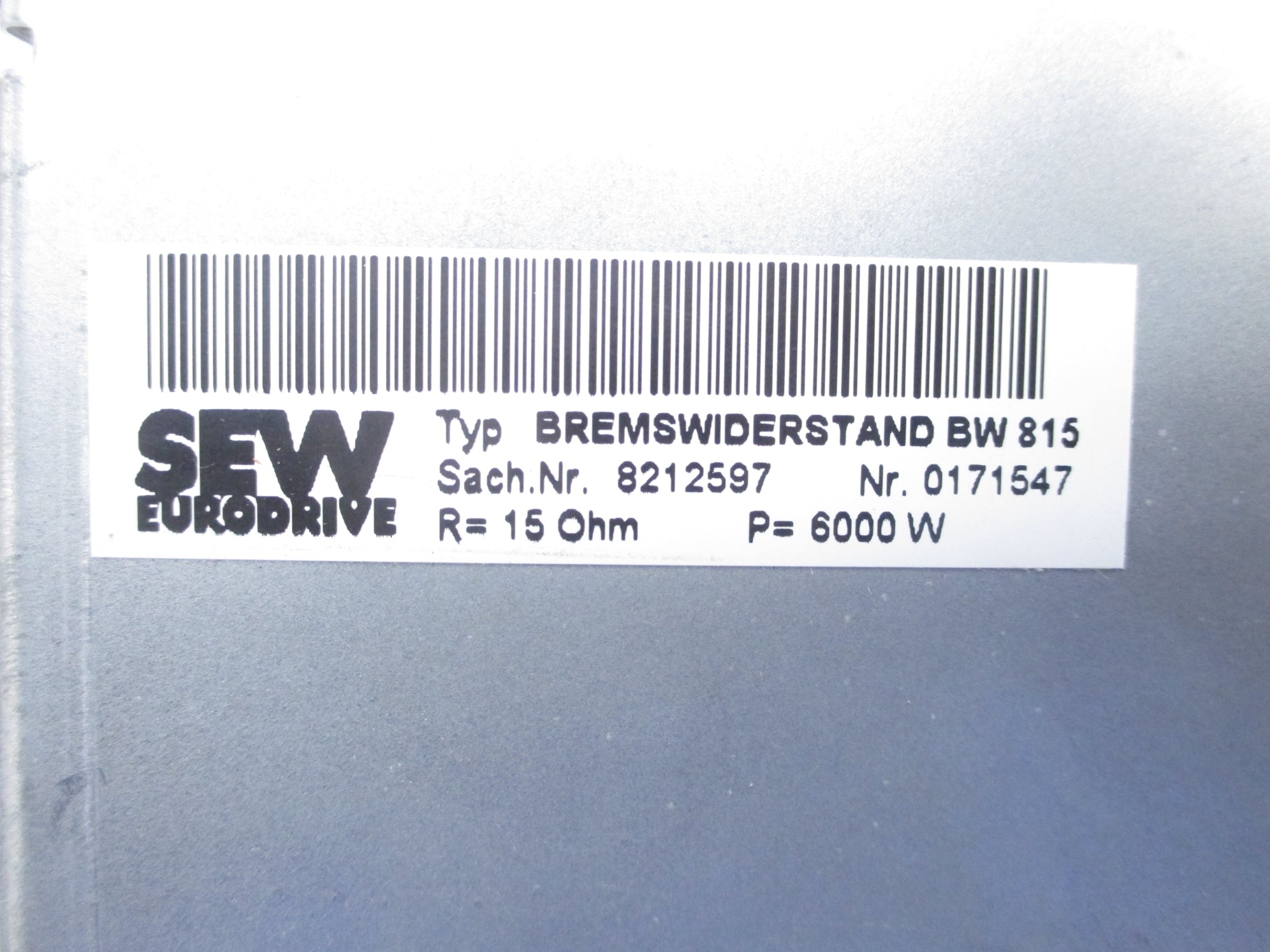 SEW EURODRIVE BREMSWIDERSTANDBW815 (AS PICTURED) NSNP