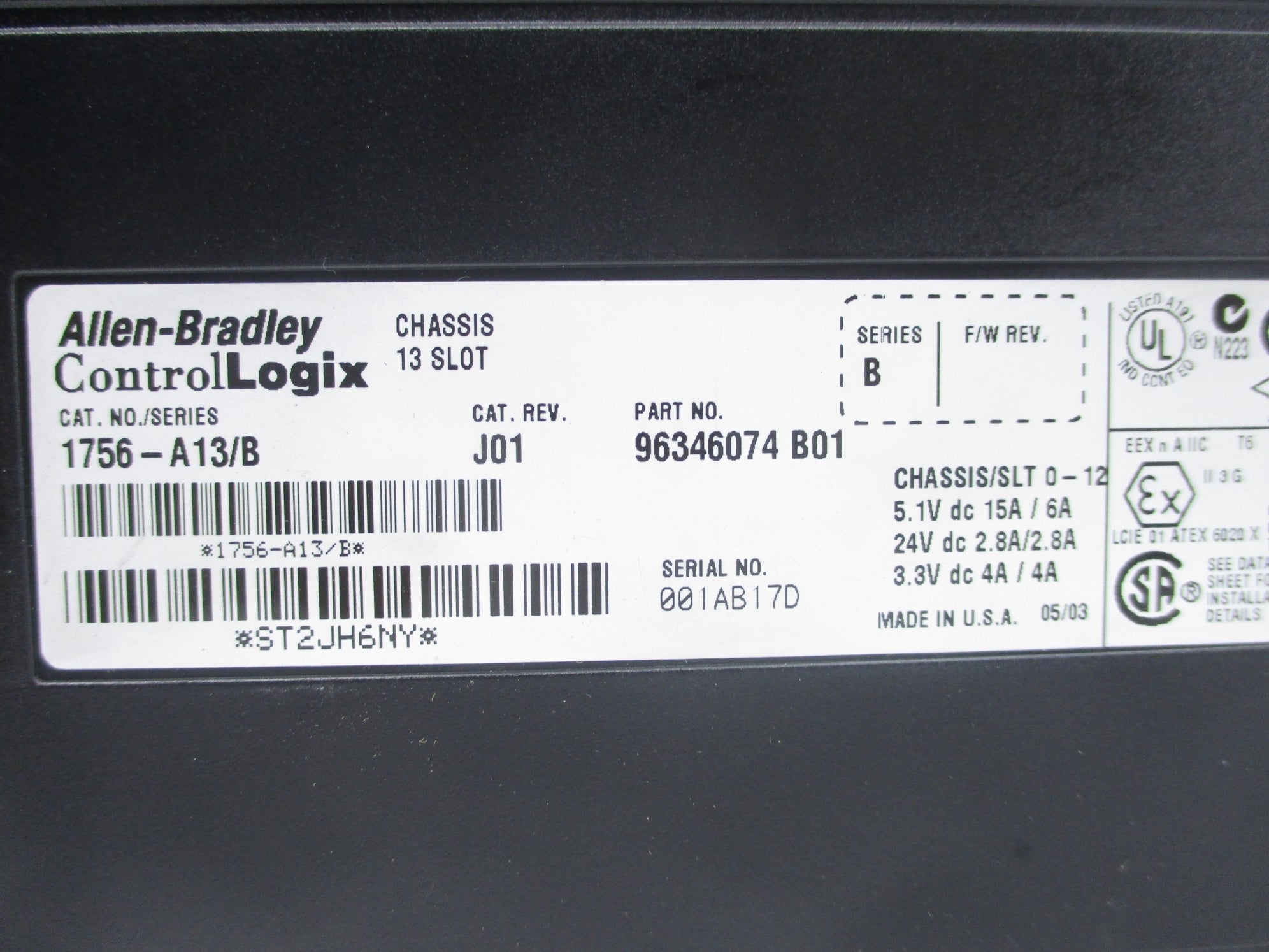 ALLEN BRADLEY 1756-A13 SER. B UNMP