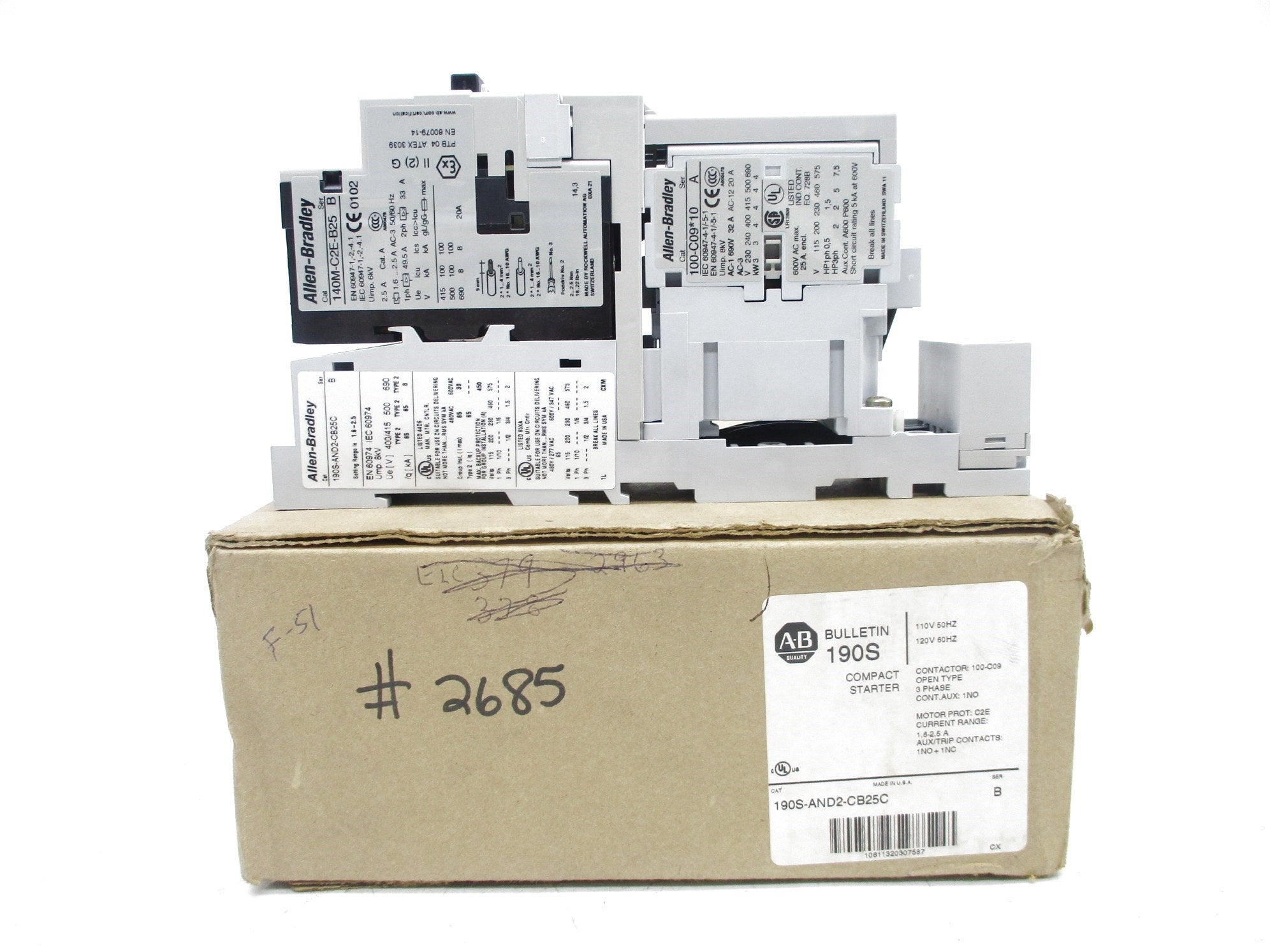 ALLEN BRADLEY 190S-AND2-CB25C SER. B (BR/WH) NSMP