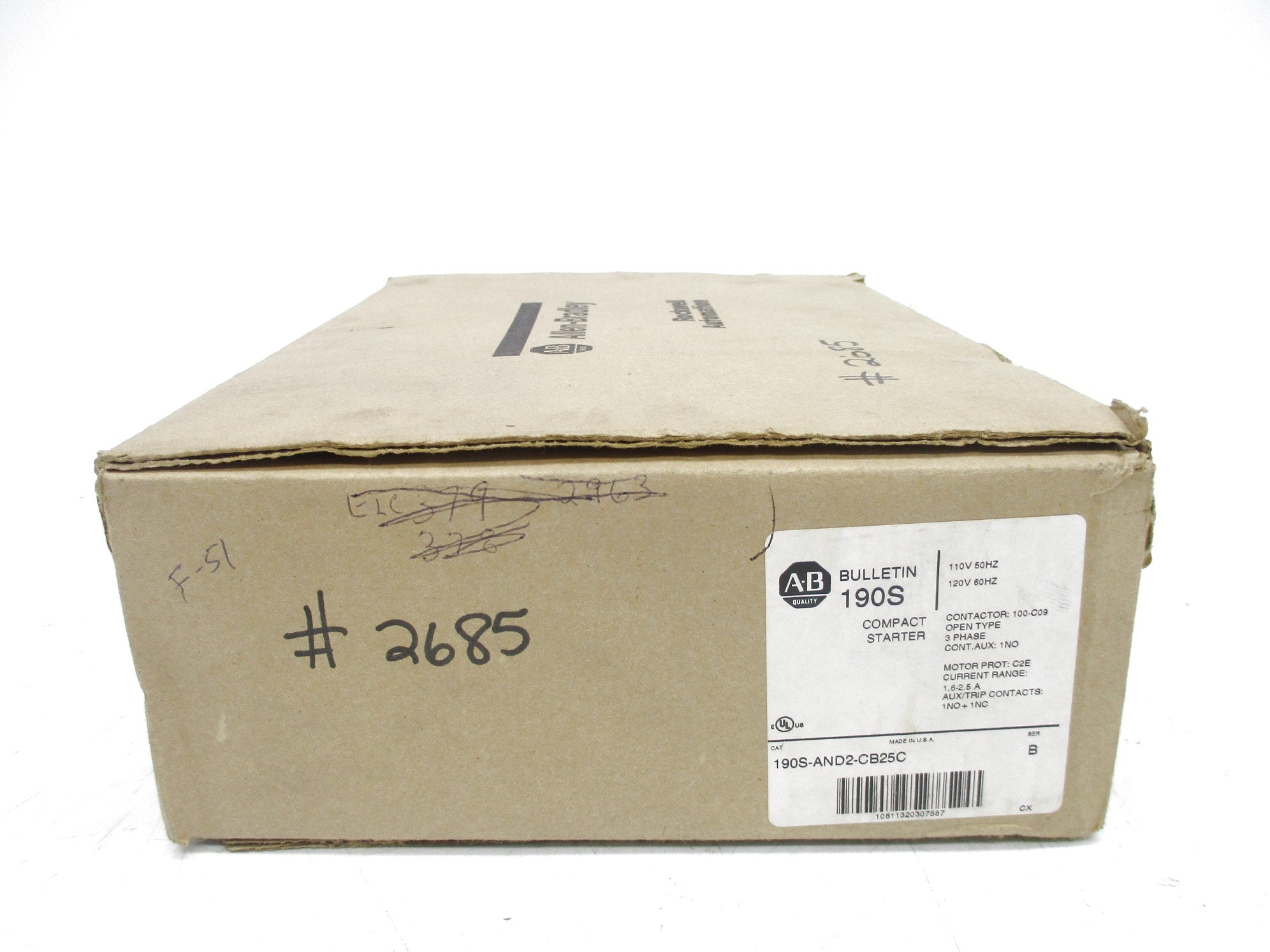 ALLEN BRADLEY 190S-AND2-CB25C SER. B (BR/WH) NSMP