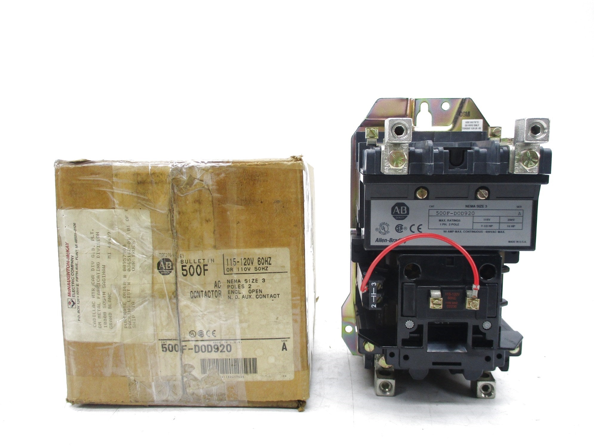 ALLEN BRADLEY 500F-DOD920 SER. A 120V (BR/WH) NSMP