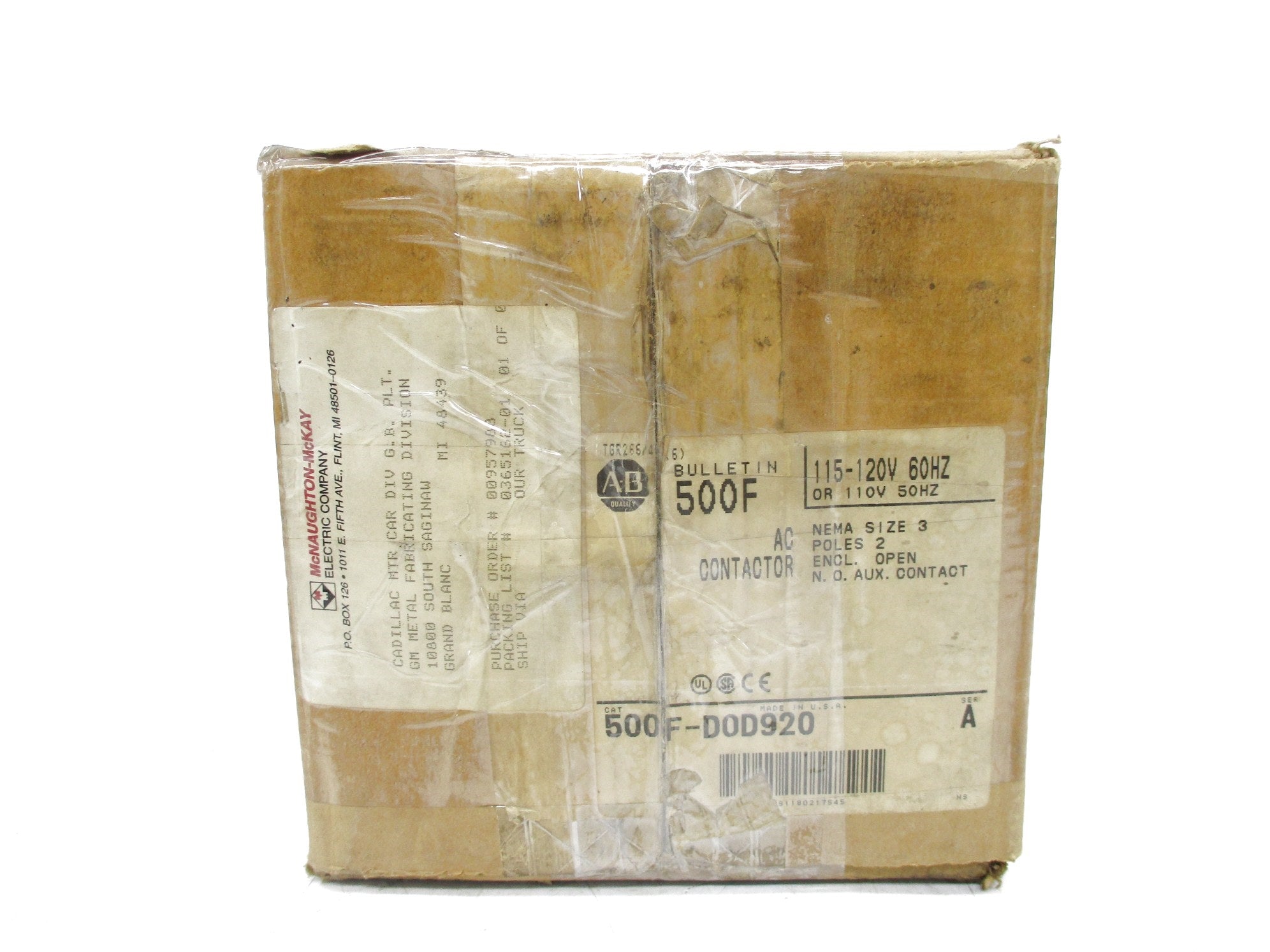 ALLEN BRADLEY 500F-DOD920 SER. A 120V (BR/WH) NSMP