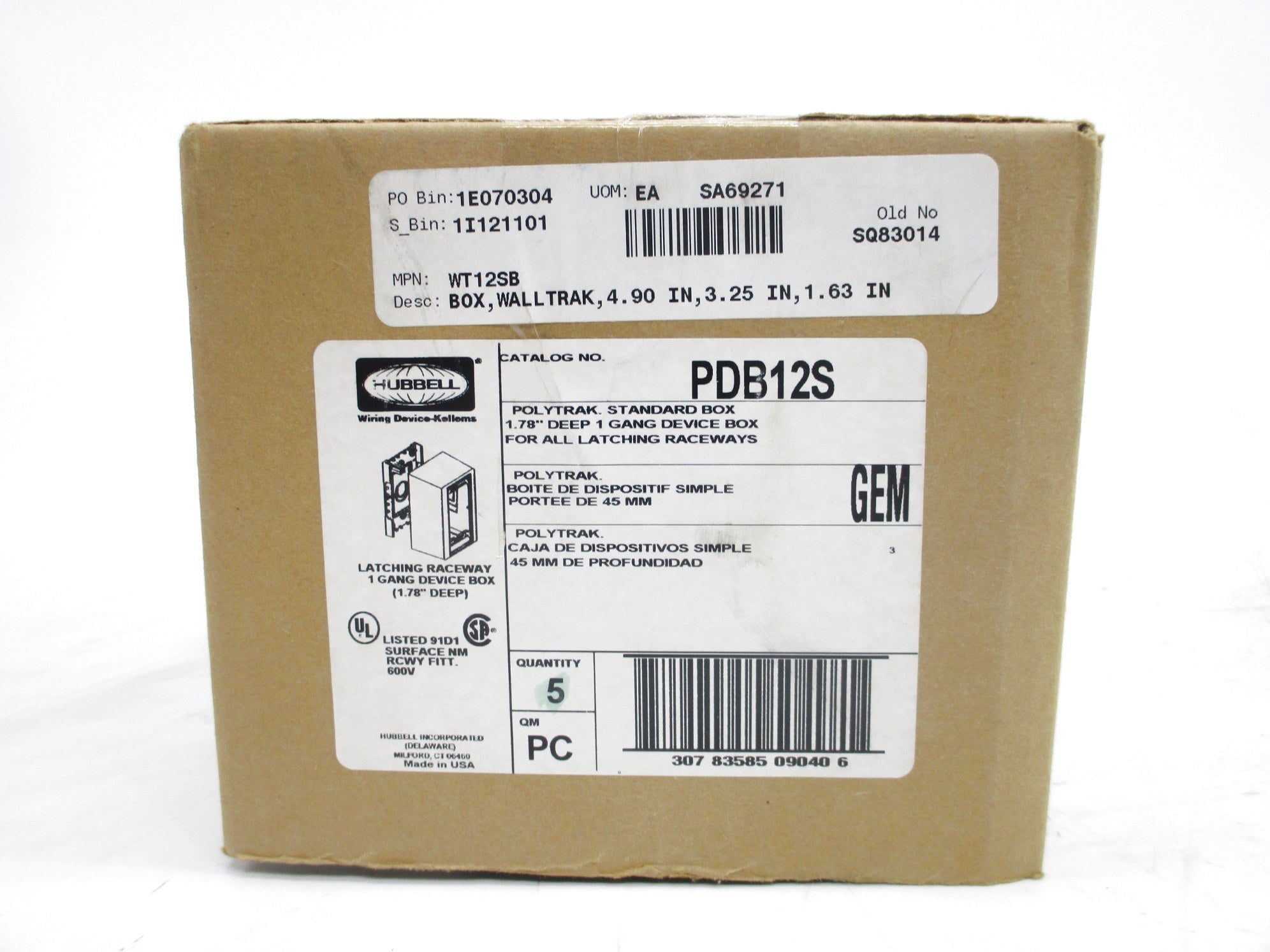 HUBBELL PDB12S (PKG OF 5) NSMP