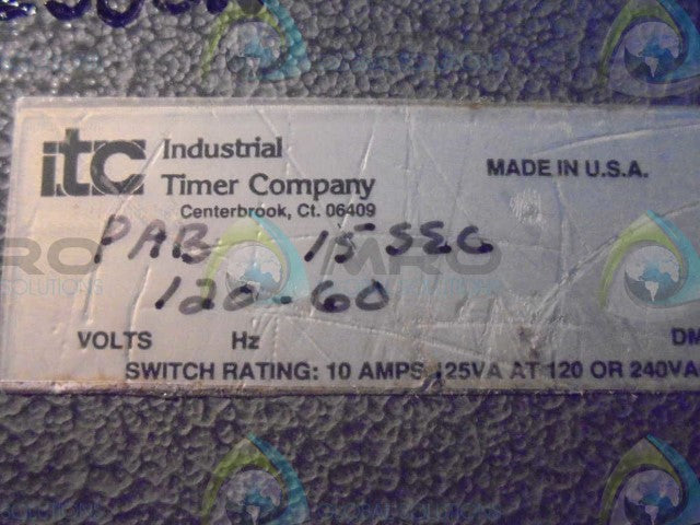 INDUSTRIAL TIMER CO. PAB-15S TIMER CYCLE TIME 15SEC. SP/DT *NEW IN BOX*