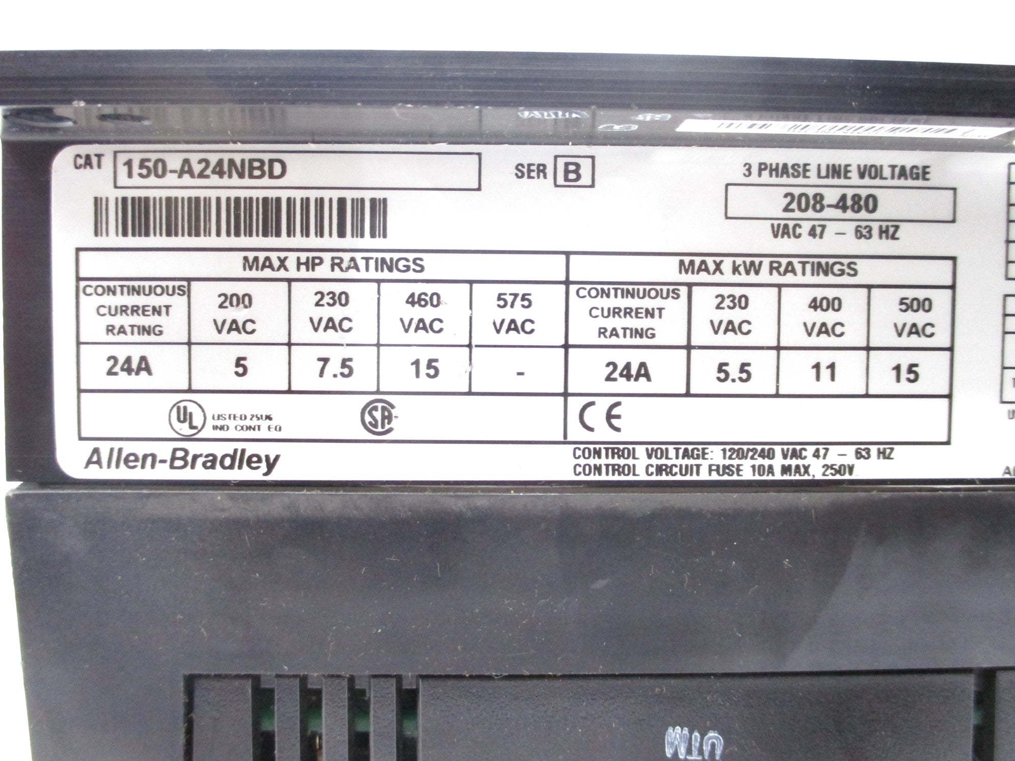 ALLEN BRADLEY 150-A24NBD SER. B 208-480V 24A NSNP