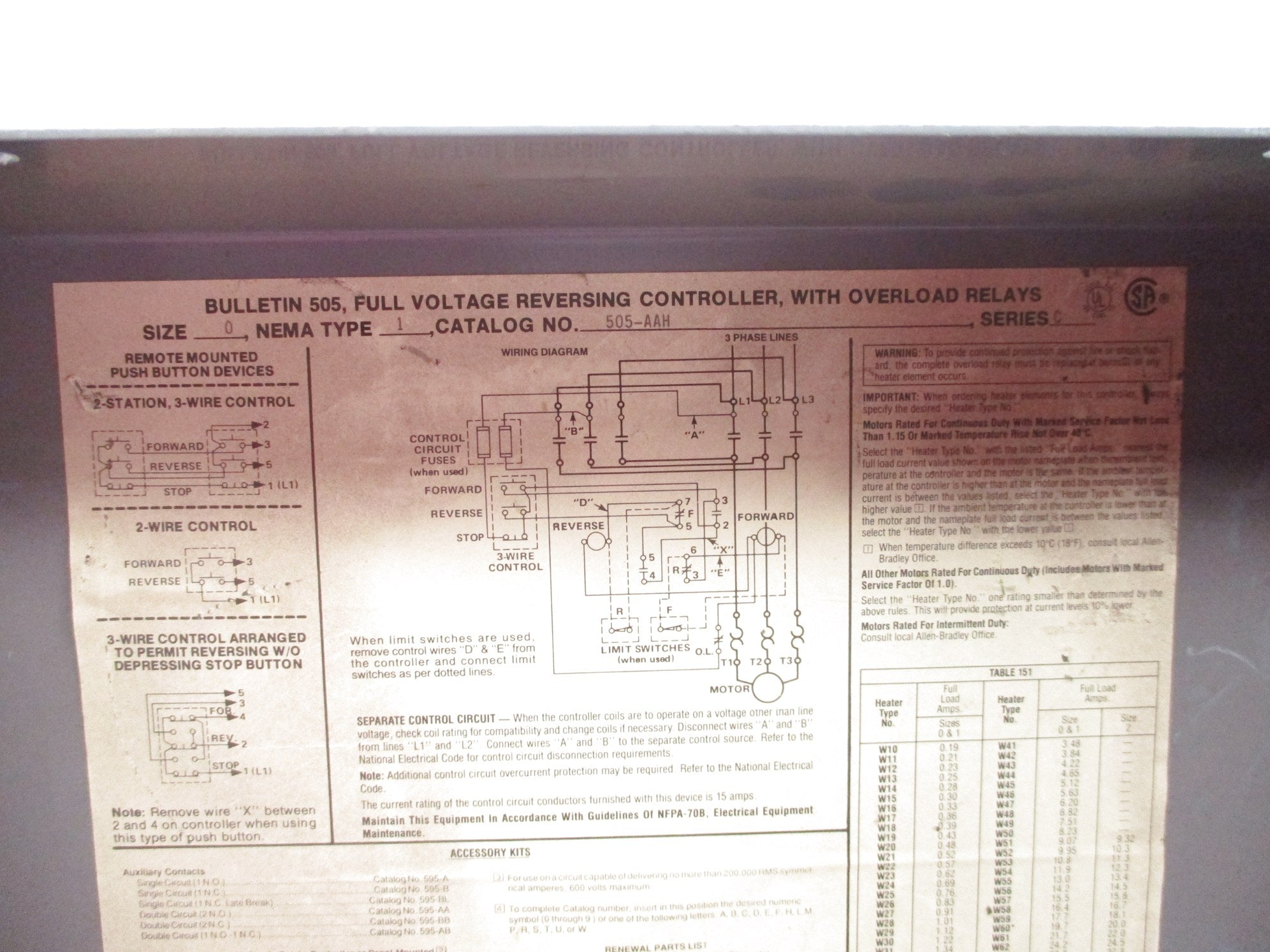 ALLEN BRADLEY 505-AAH SER. C NSNP