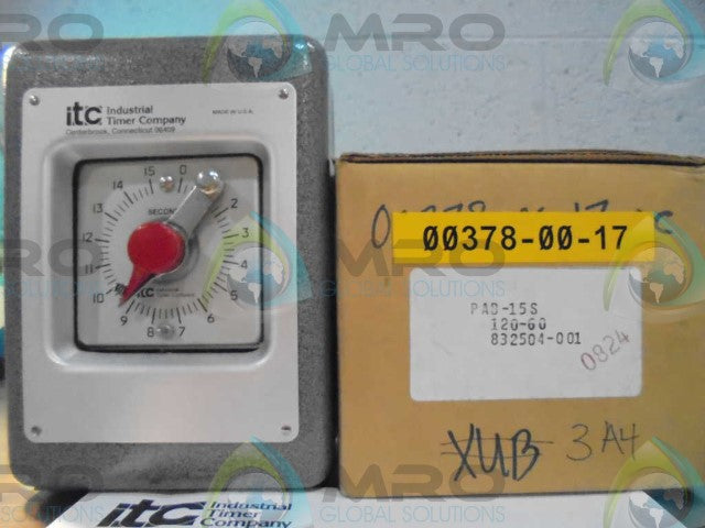 INDUSTRIAL TIMER CO. PAB-15S TIMER CYCLE TIME 15SEC. SP/DT *NEW IN BOX*