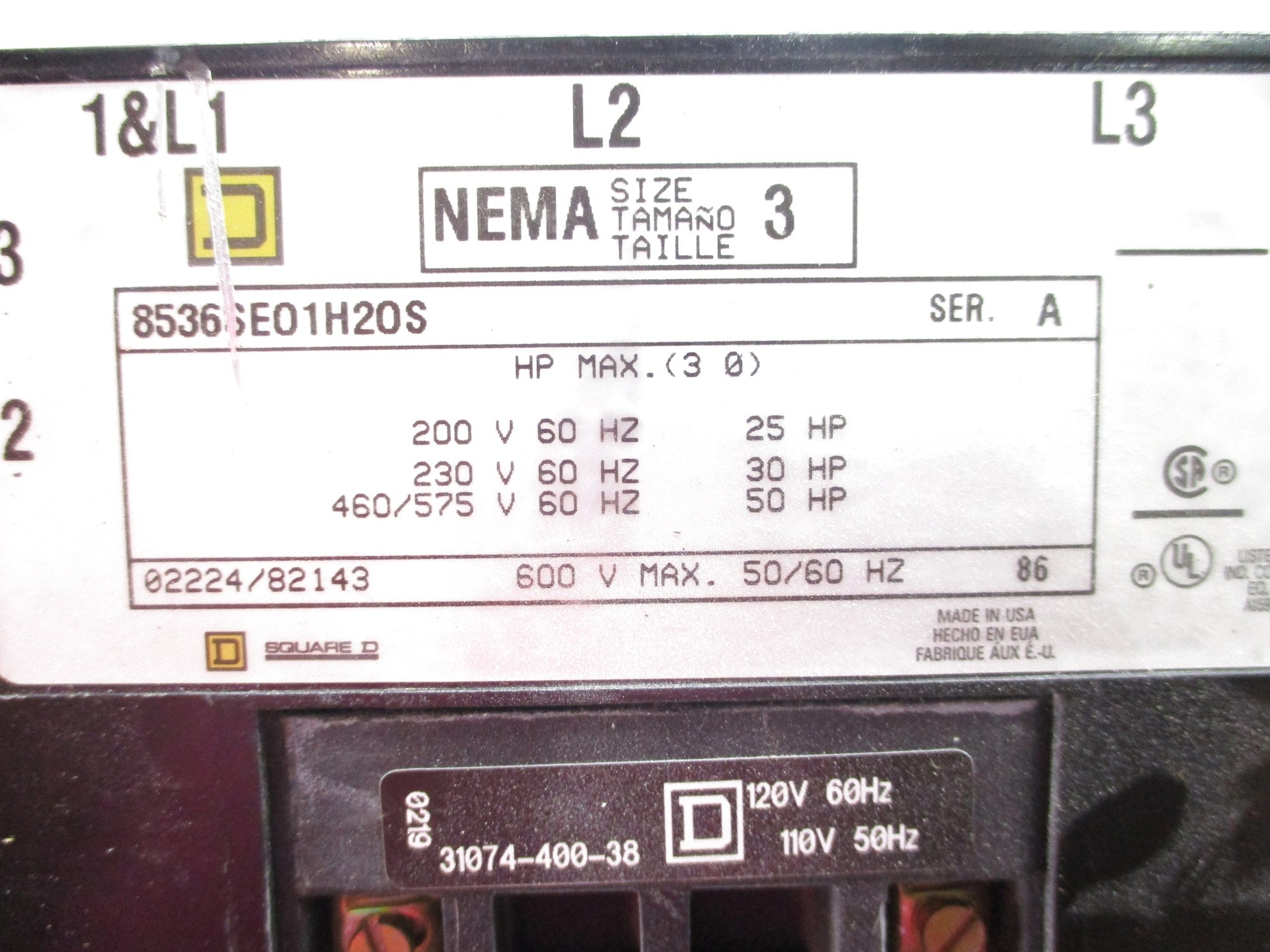 SQUARE D 8536SEO1H20S SER. A NSNP