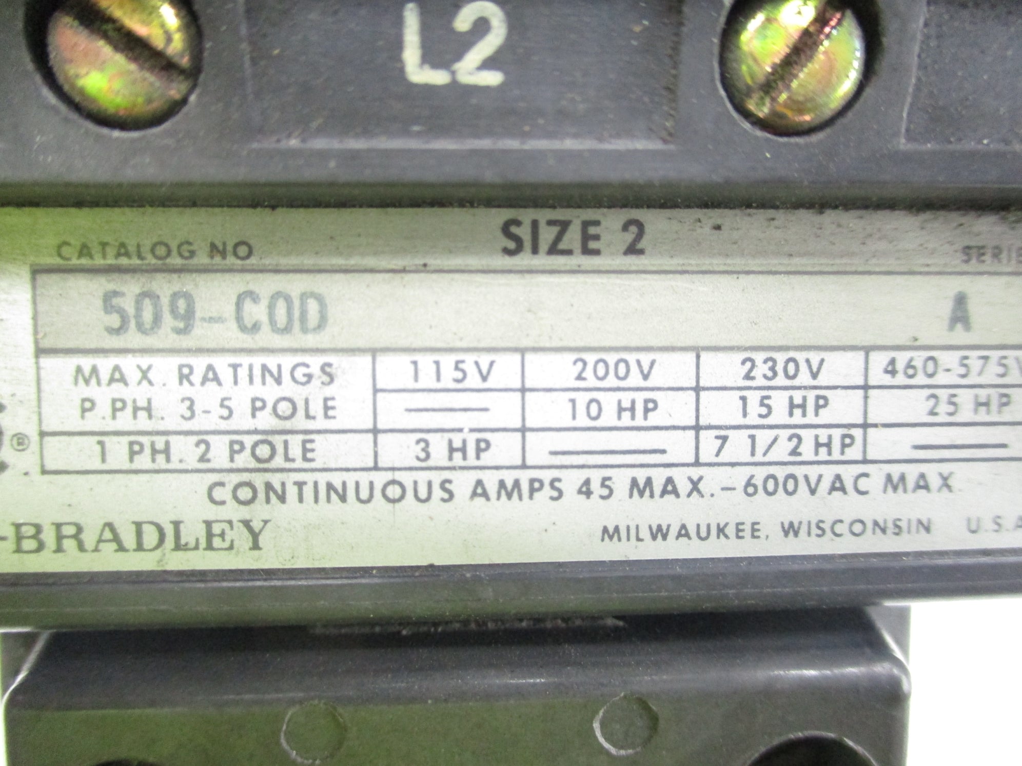 ALLEN BRADLEY 509-COD SER. A (AS PICTURED) NSNP