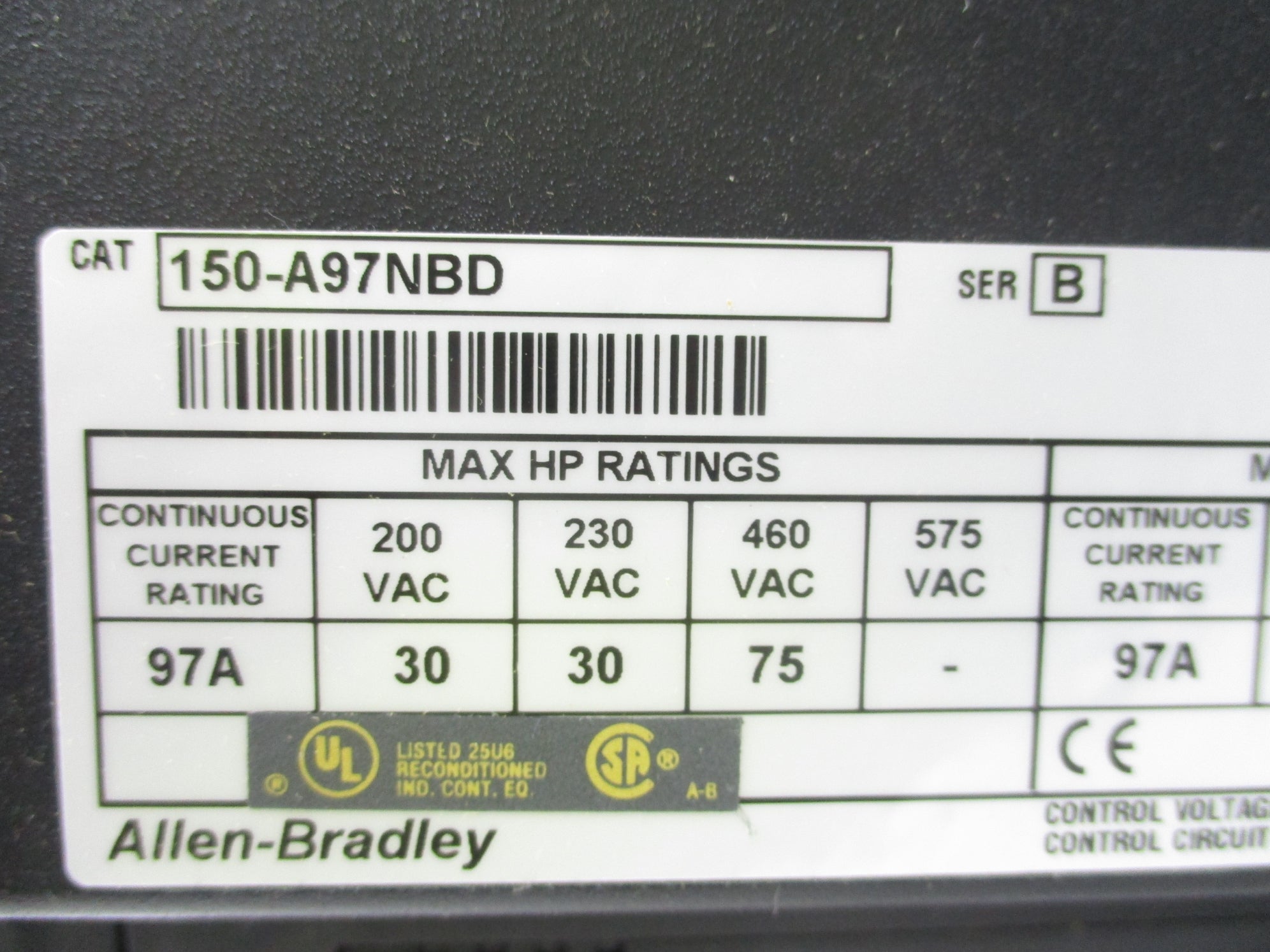 ALLEN BRADLEY 150-A97NBD SER. B NSNP