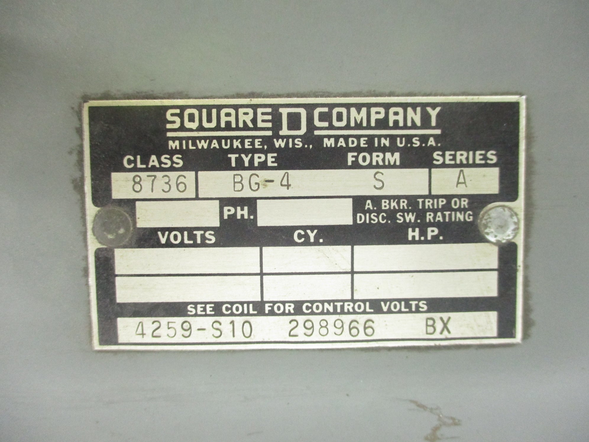 SQUARE D 8736BG-4 SER. A NSNP