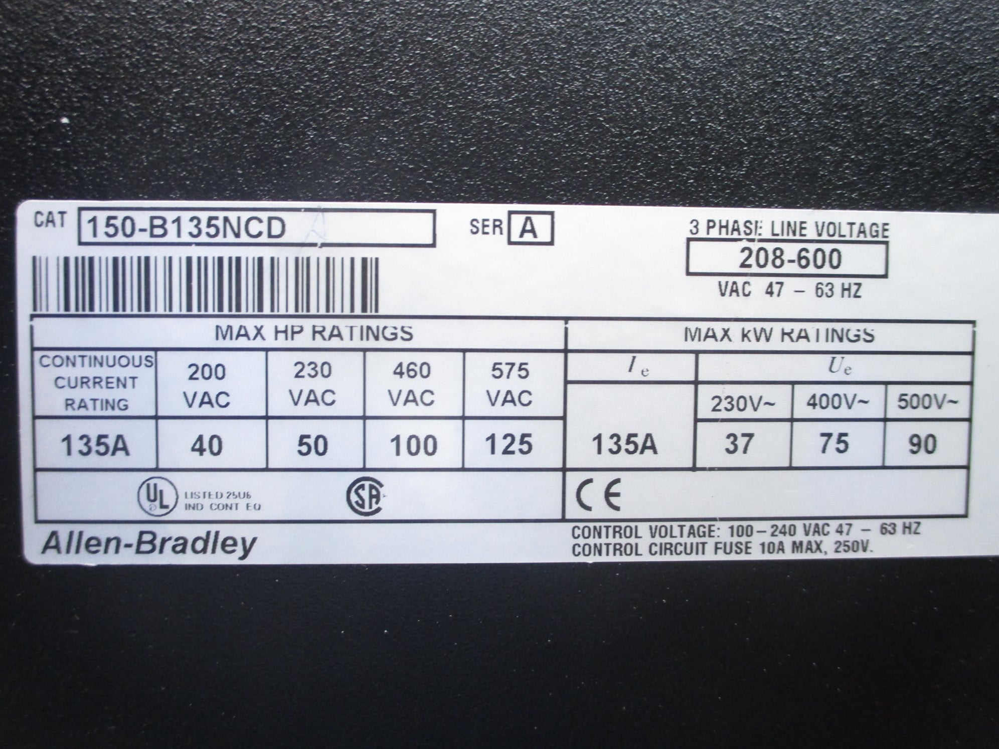 ALLEN BRADLEY 150-B135NCD SER. A NSNP