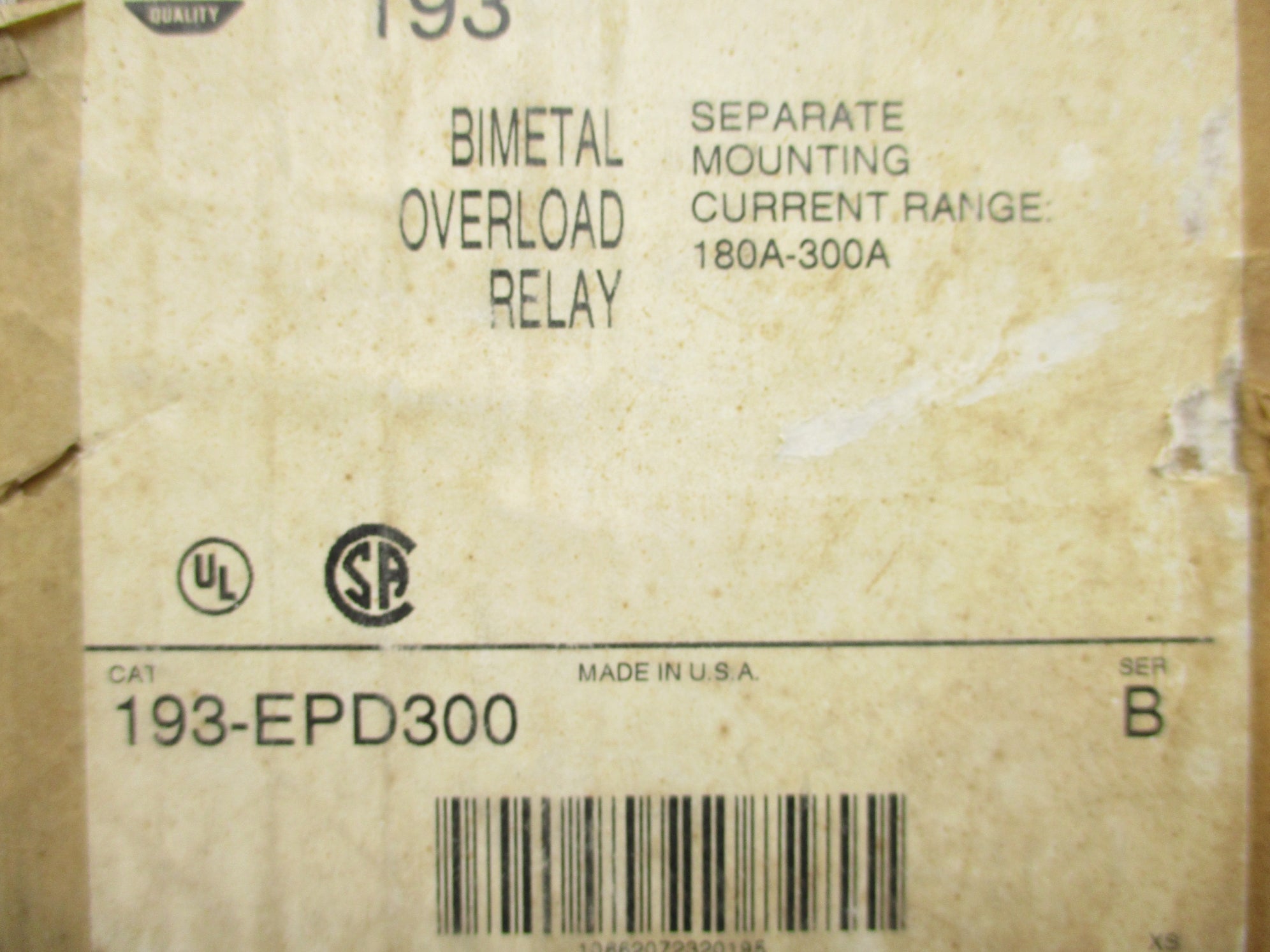 ALLEN BRADLEY 193-EPD300 SER. B 300A (BR/WH) NSFS
