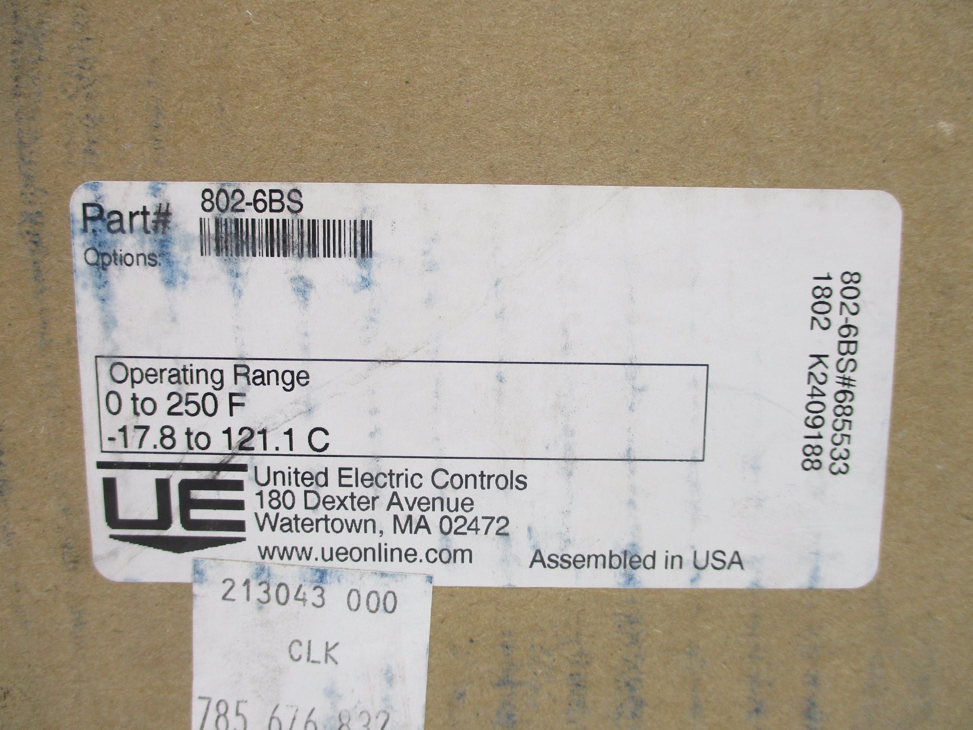 UNITED ELECTRIC 802-6BS 0-250 NSFS