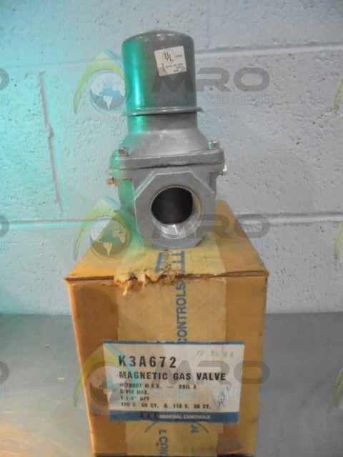 ITT GENERAL CONTROLS K3A672 MAGNETIC GAS VALVE *NEW IN BOX*