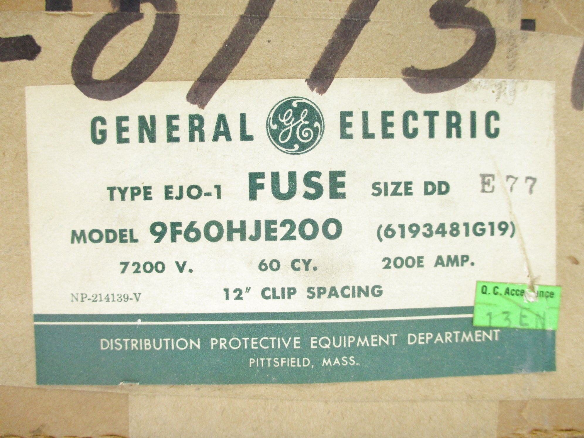 GENERAL ELECTRIC 9F60HJE200 NSFS