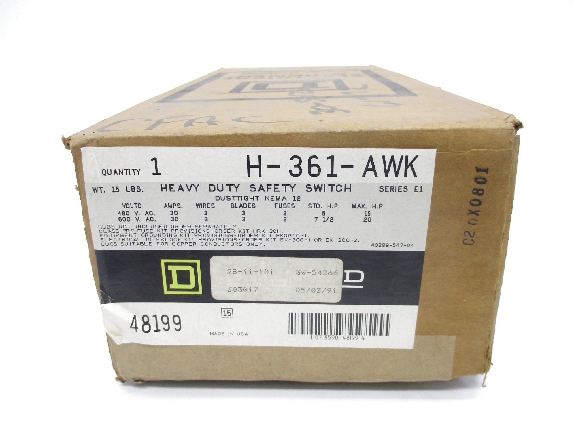 SQUARE D H-361-AWK SER. E1 NSFS