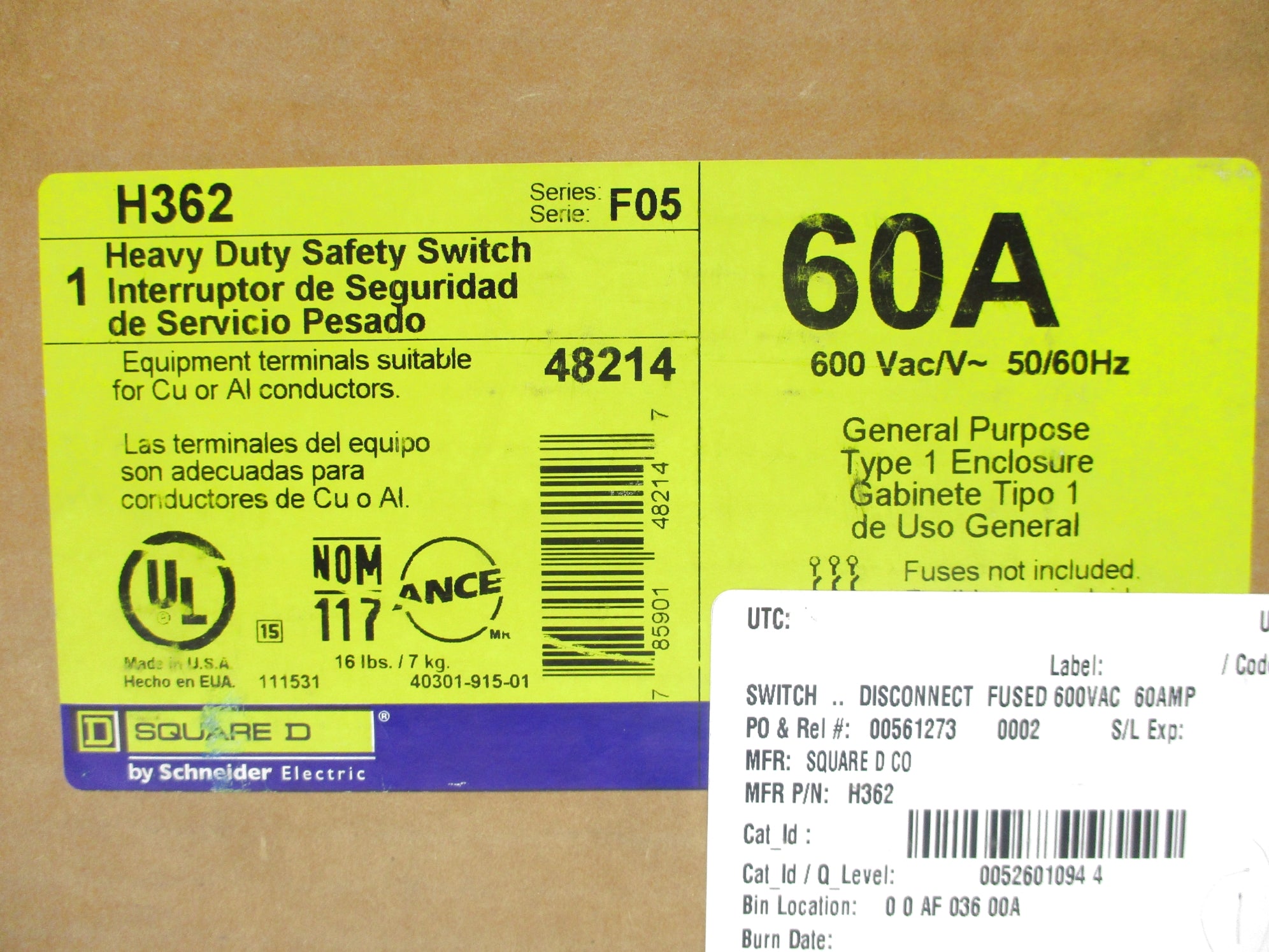 SQUARE D H362 SER. F05 NSFS