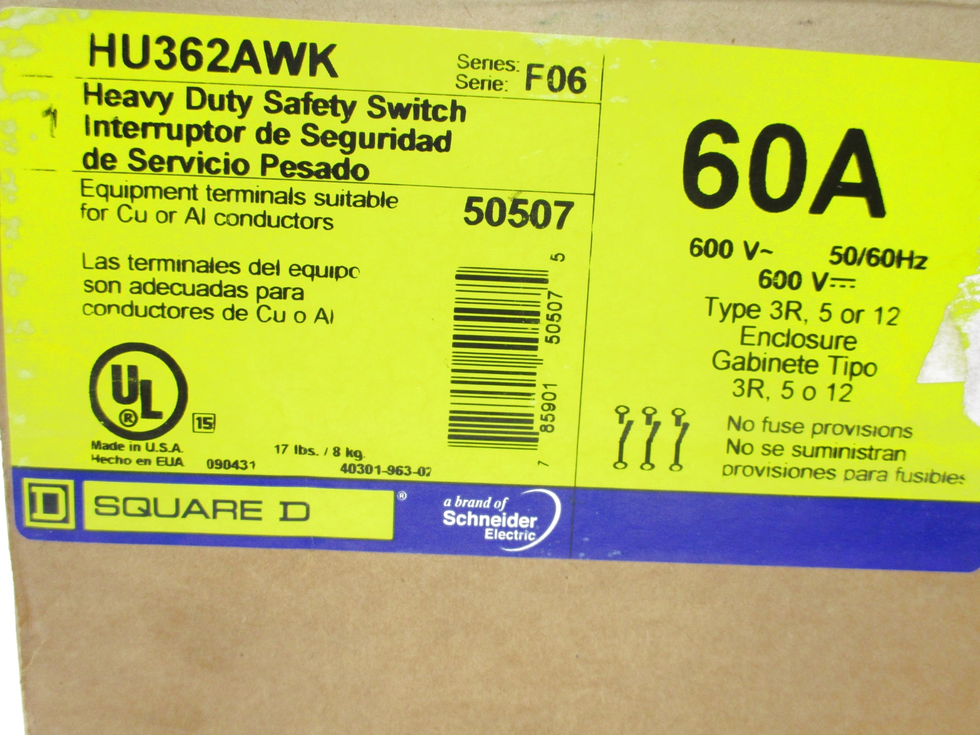 SQUARE D HU362AWK SER. F06 NSFS