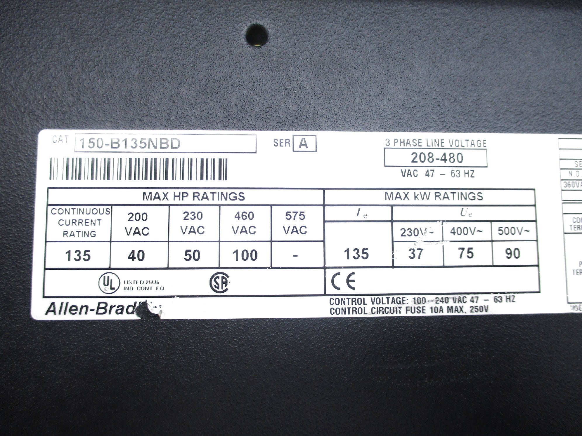 ALLEN BRADLEY 150-B135NBD SER. A NSNP