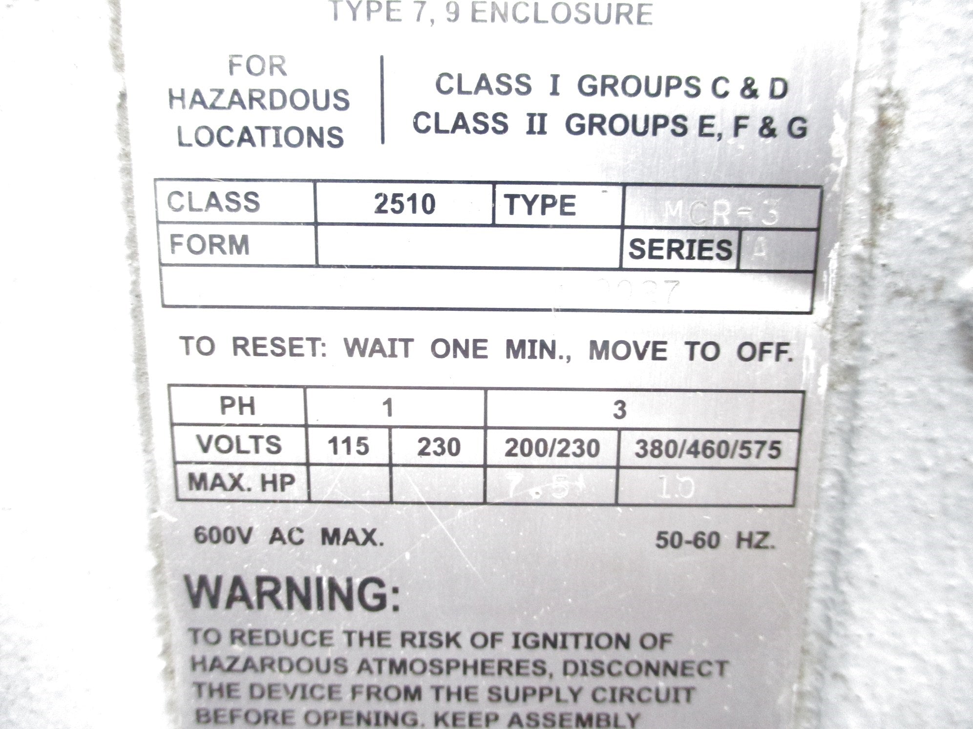 SQUARE D 2510MCR-3 SER. A NSNP