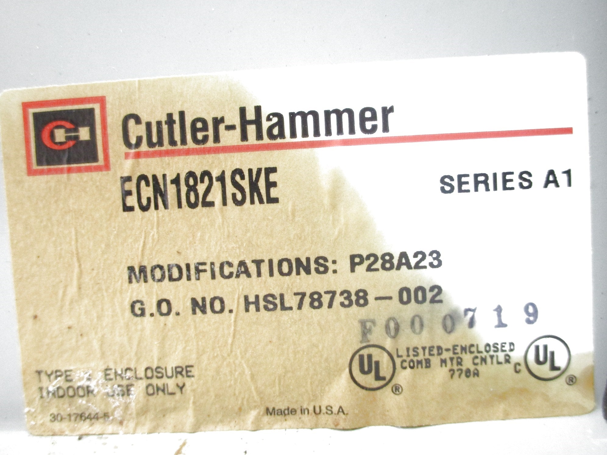 CUTLER HAMMER ECN1821SKE SER. A1 NSNP