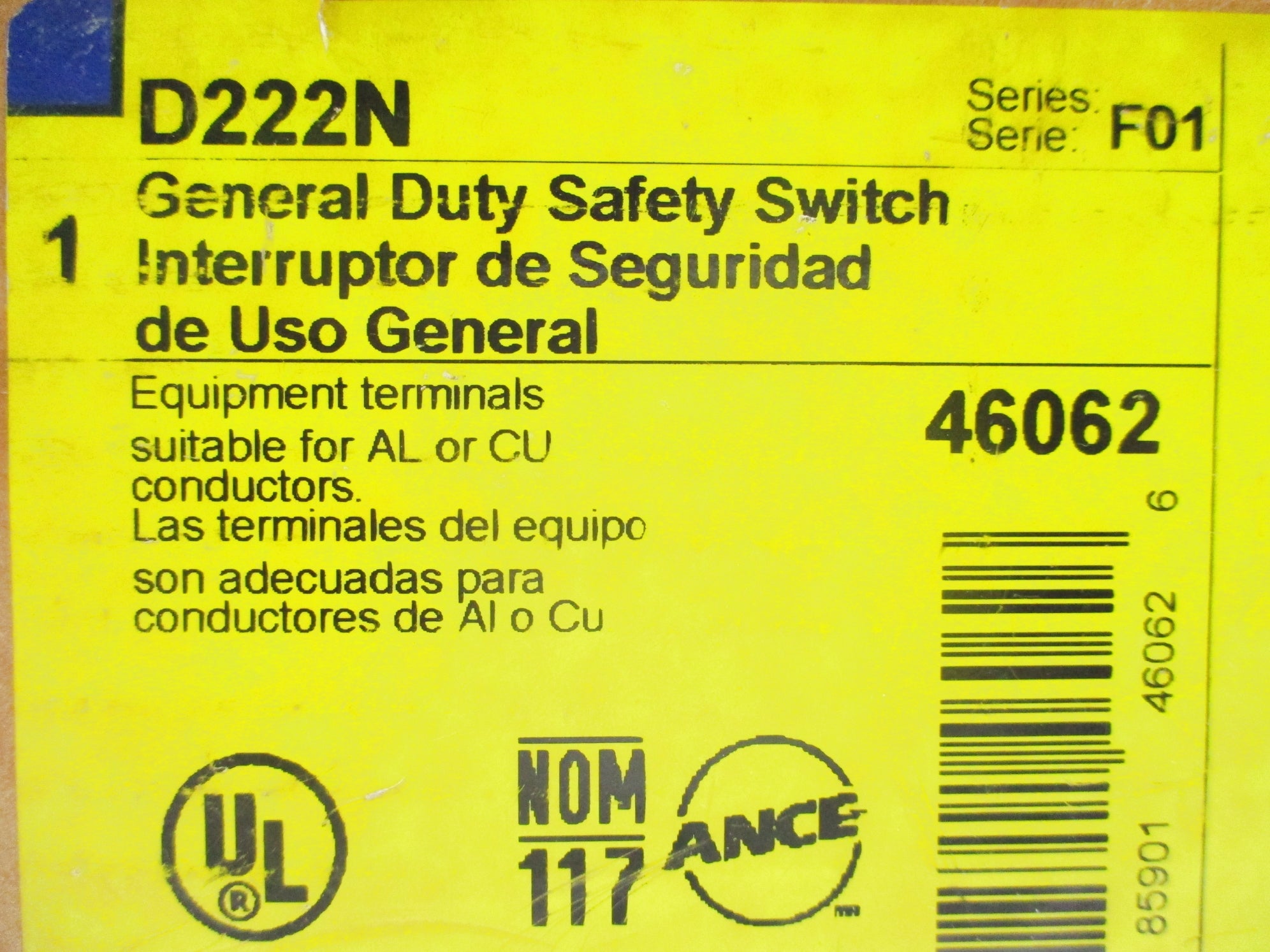 SQUARE D D222N SER. F01 NSFS