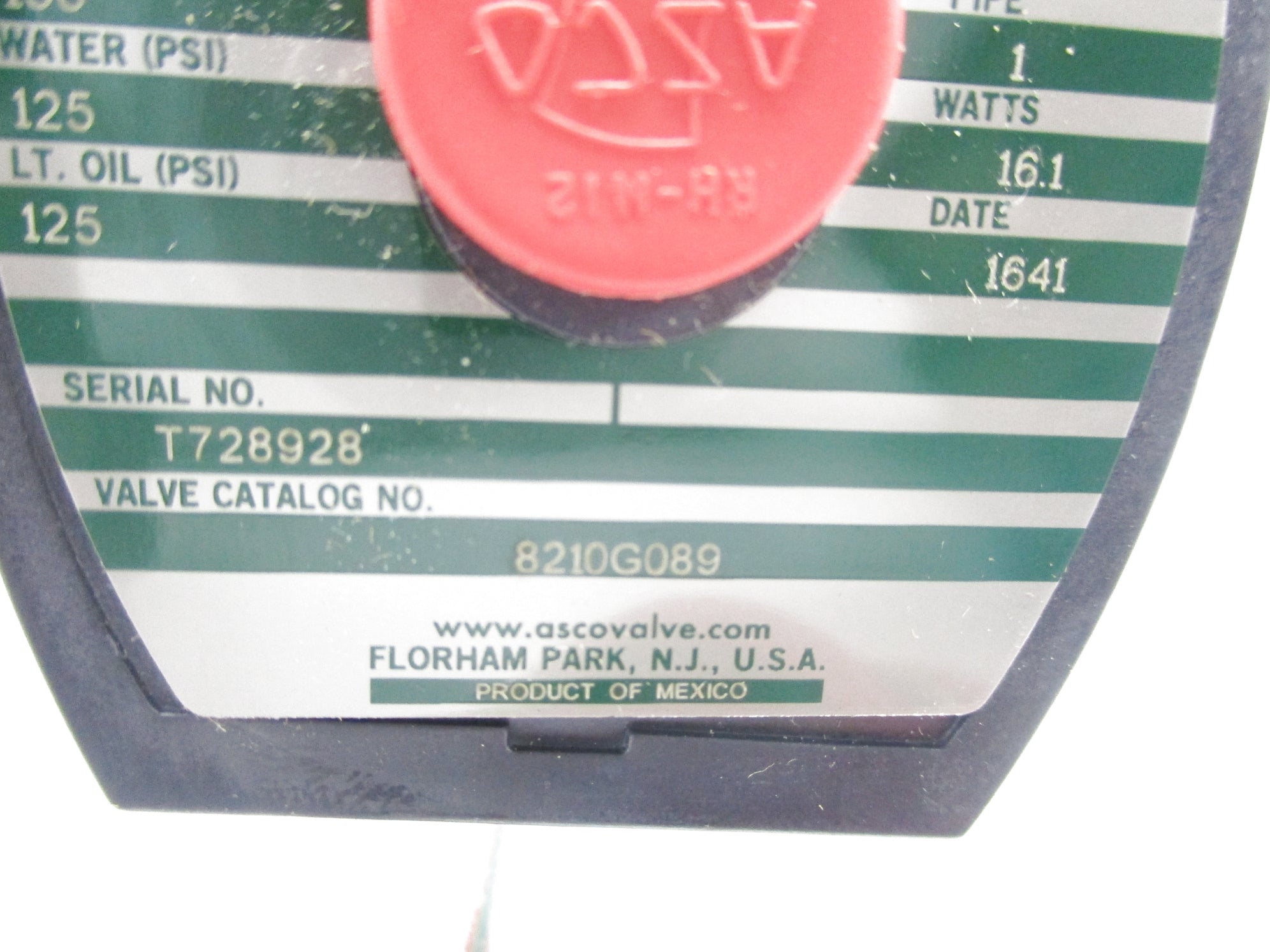 ASCO 8210G089 120V 1" NSNP