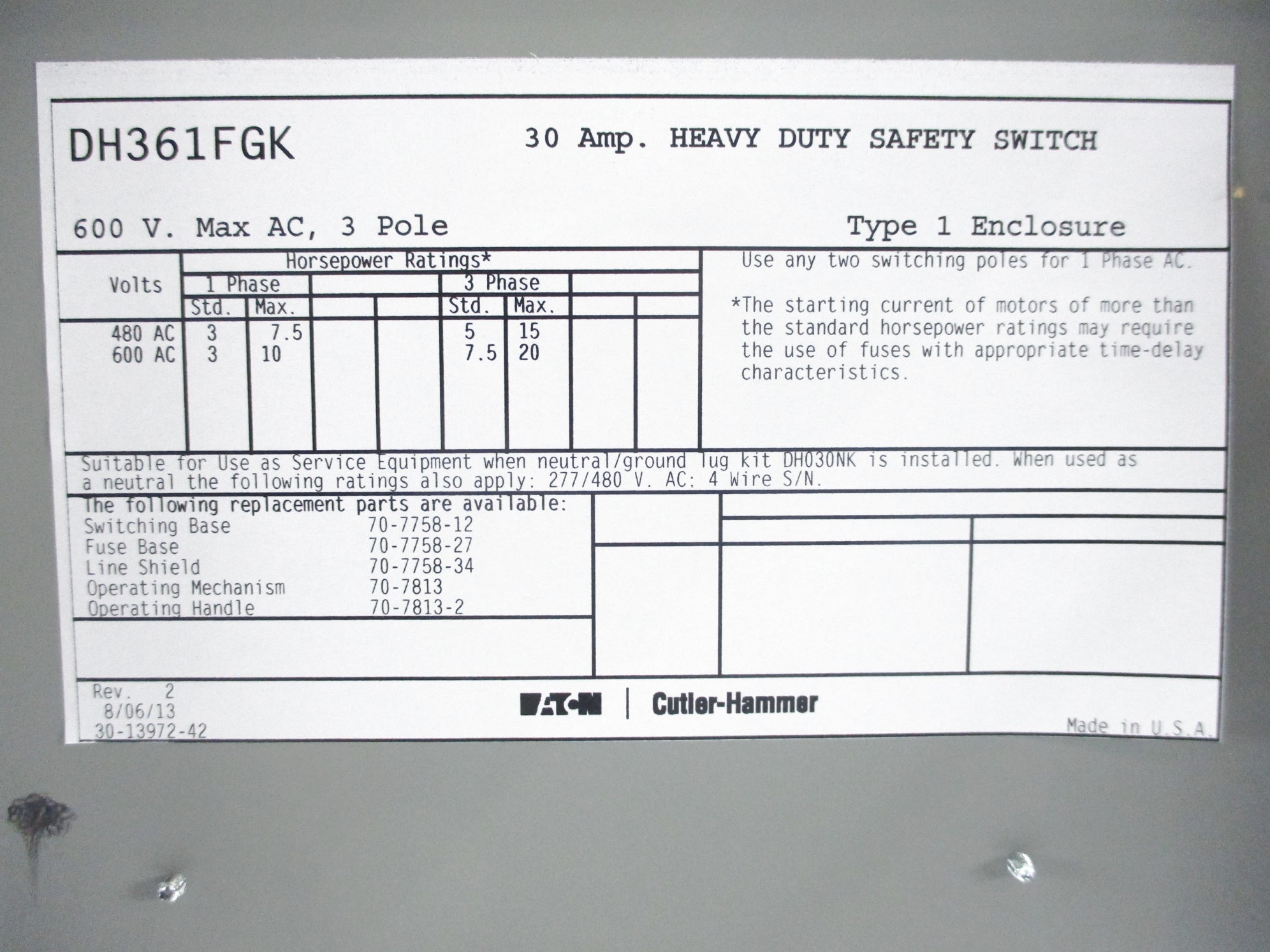 EATON DH361FGK NSNP