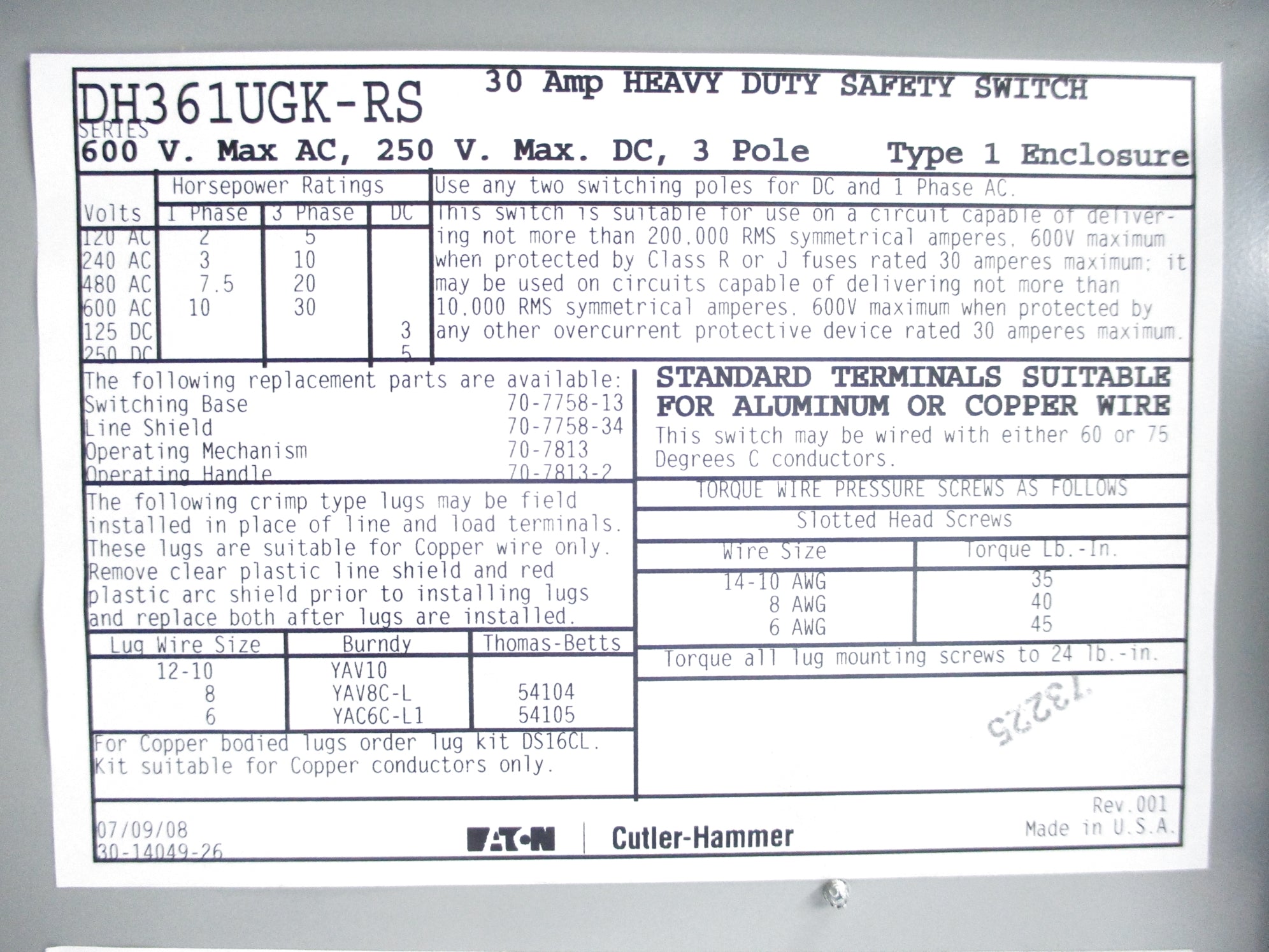 EATON DH361UGK-RS NSNP