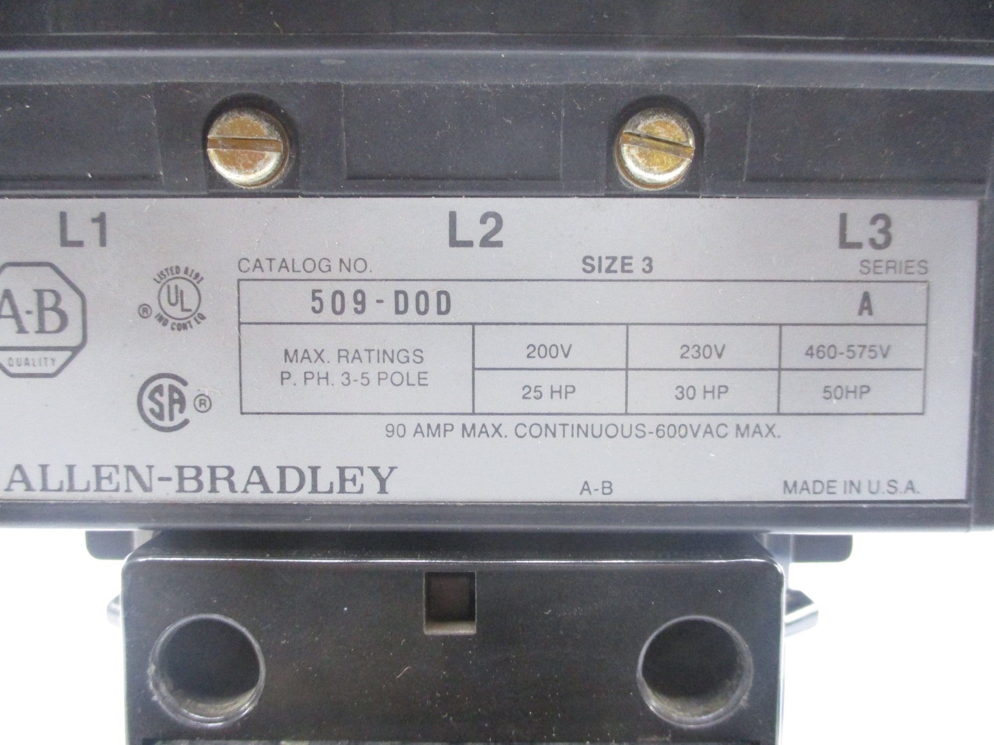 ALLEN BRADLEY 509-DOD SER. A (AS PICTURED) NSNP
