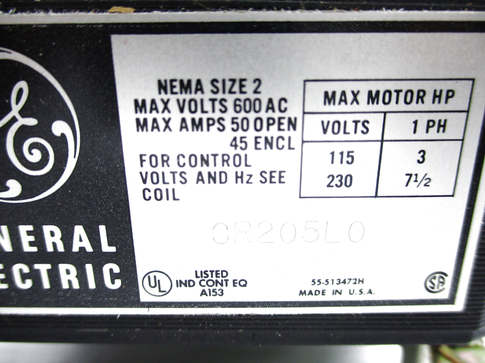 GENERAL ELECTRIC CR205L0 115V NSNP