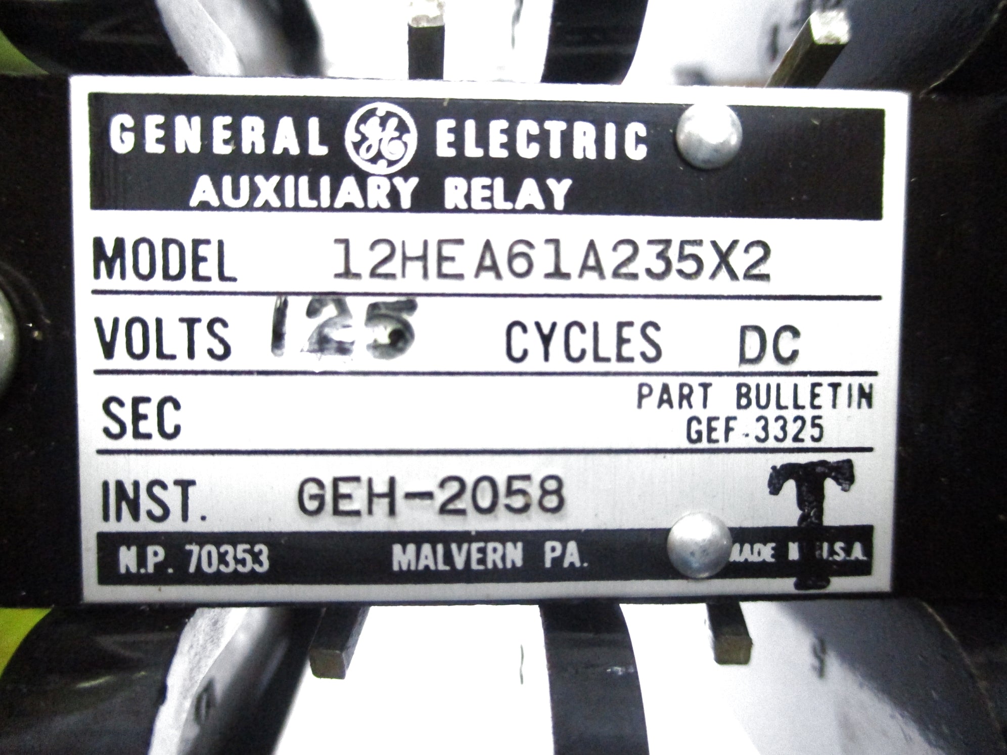 GENERAL ELECTRIC 12HEA61A235X2 125VDC NSNP