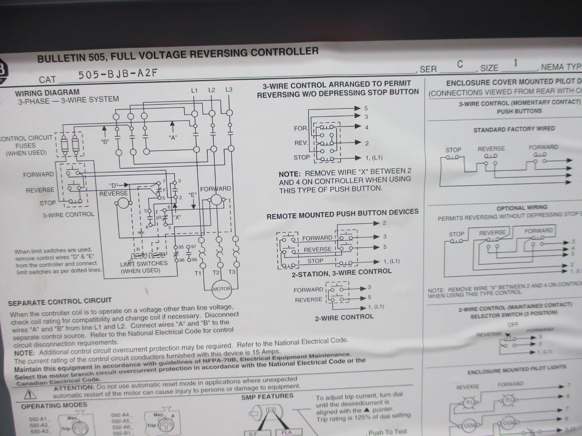 INDUSTRIAL SPARE PART 505-BJB-A2F SER. C NSNP