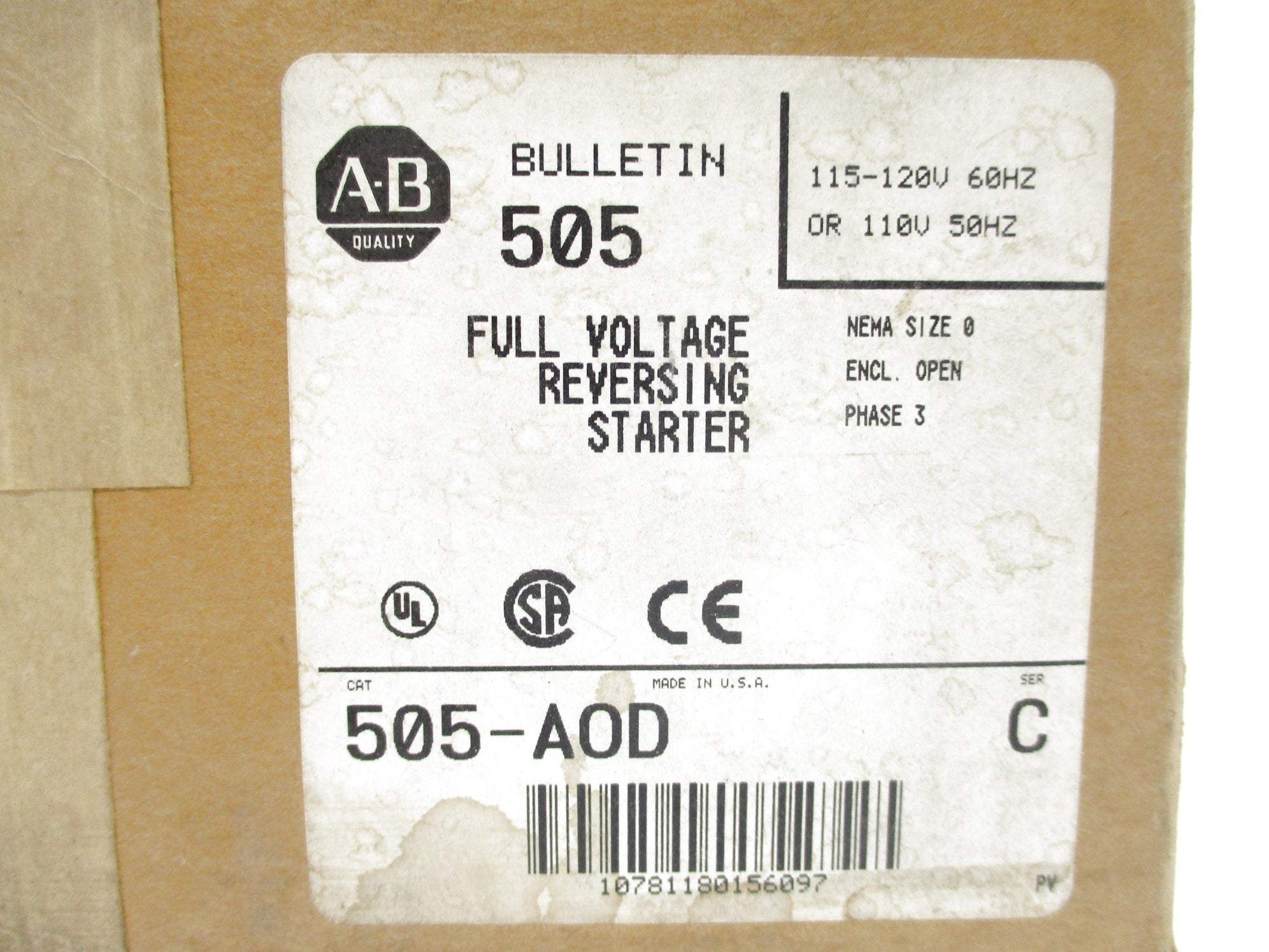 ALLEN BRADLEY 505-AOD SER. C 110/115-120V (BR/WH) NSFS