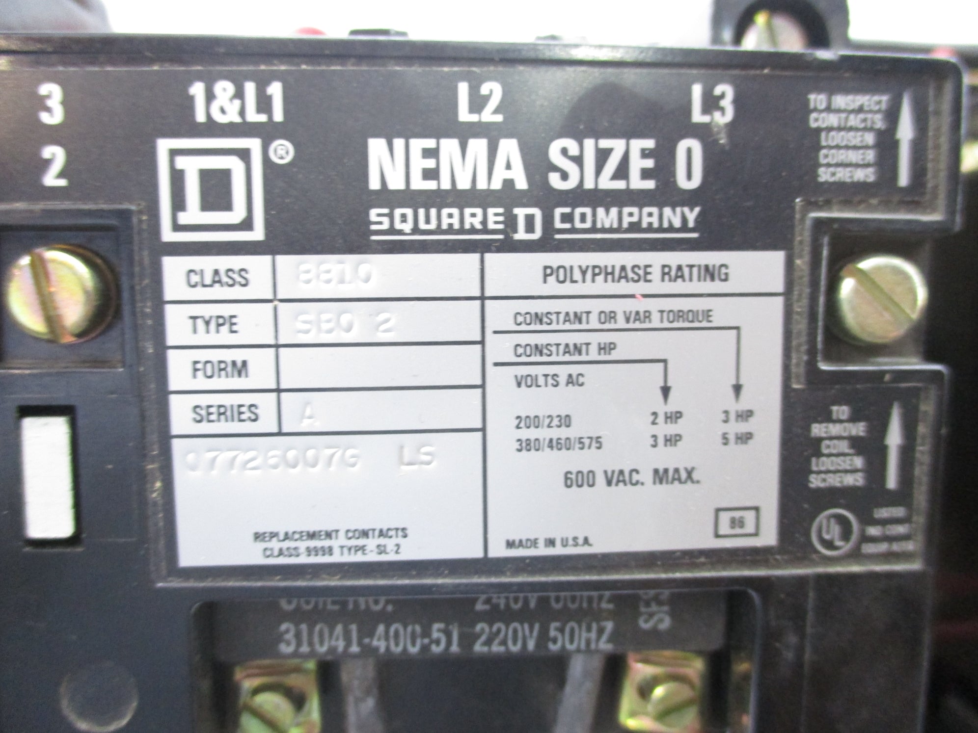 SQUARE D 8810SB02 SER. A (AS PICTURED) NSNP